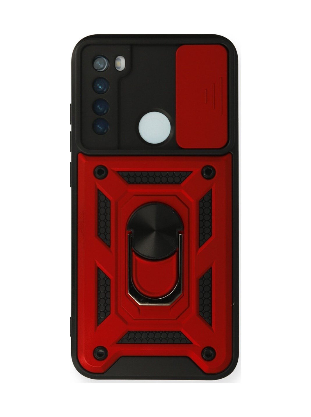 Xiaomi Redmi Note 8 Uyumlu Kılıf Pars Lens Yüzüklü Silikon - Kırmızı Belirtilmemiş