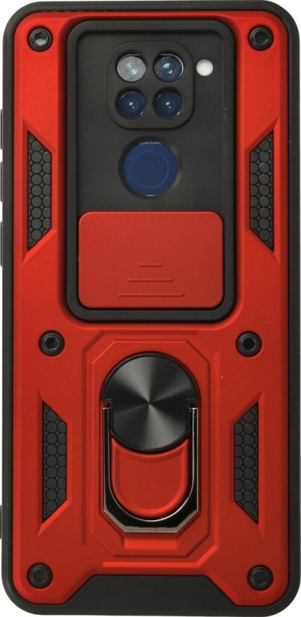 Xiaomi Redmi Note 9 Uyumlu Kılıf Pars Lens Yüzüklü Silikon - Kırmızı Belirtilmemiş