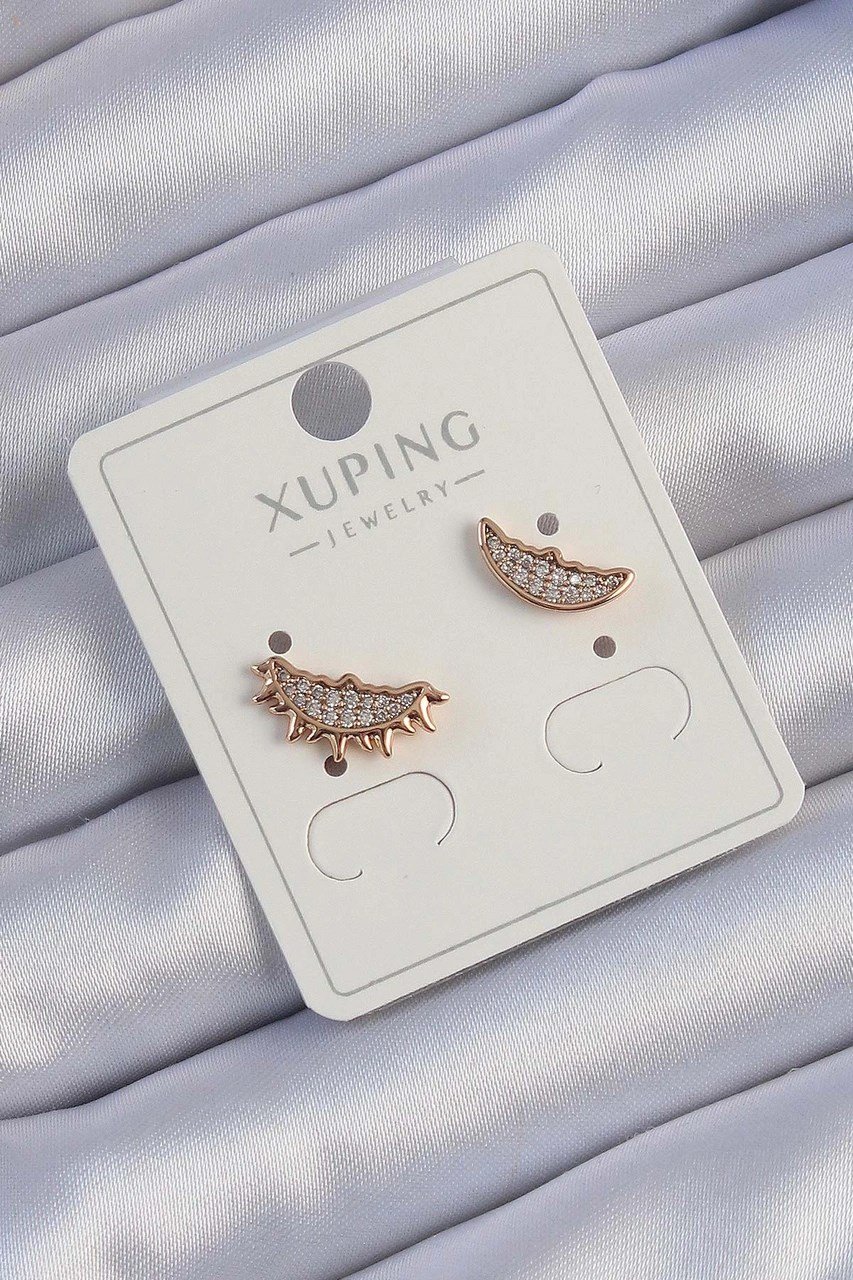 Xuping Rose Renk Zirkon Taşlı Ay Ve Güneş Tasarımlı Küpe Diğer