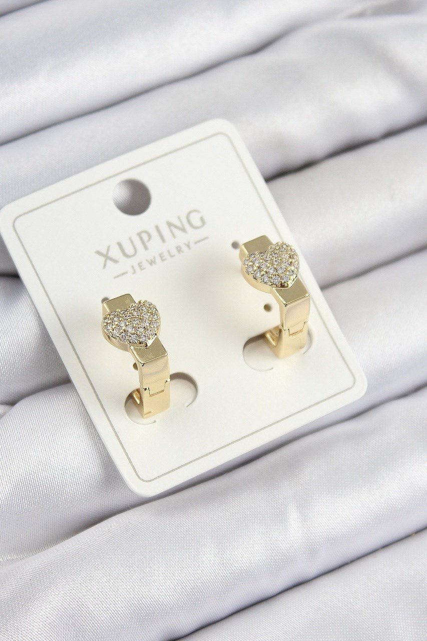 Xuping Zirkon Taşlı Kalp Model Gold Renk Kadın Küpe Diğer