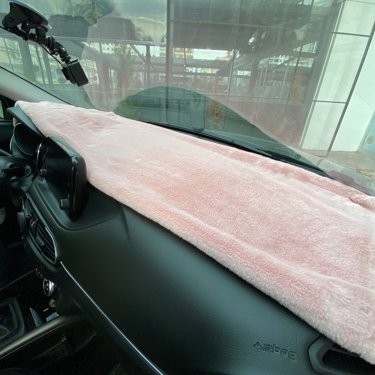 Yumuşak Tüylü Oto Torpido Bagaj Üstü Örtü Peluş Halı Pudra Pembe 130x40cm Cn