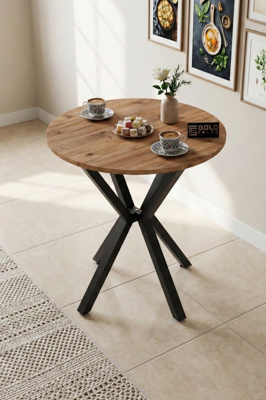 Yuvarlak Masa Atlantik Kahverengi 70 Cm Çok Renkli