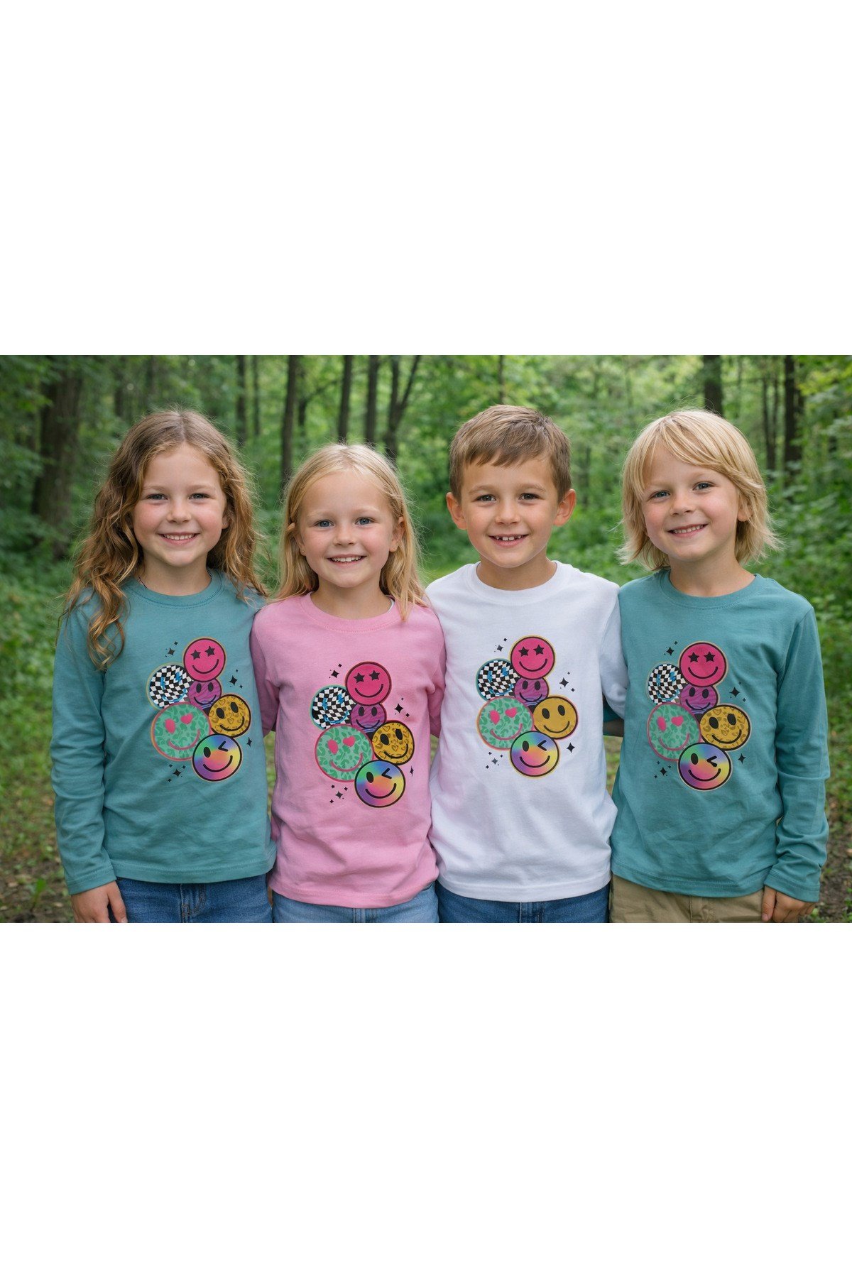 Basic Pamuklu Uzun Kollu Emoji Sweatshirt – Mint Yeşili