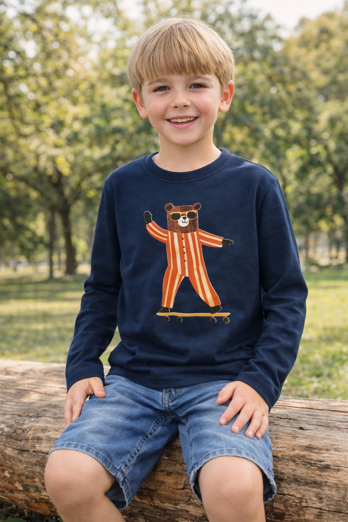 Milo+Sol Kaykaycı Ayıcık Lacivert Unisex Basic
