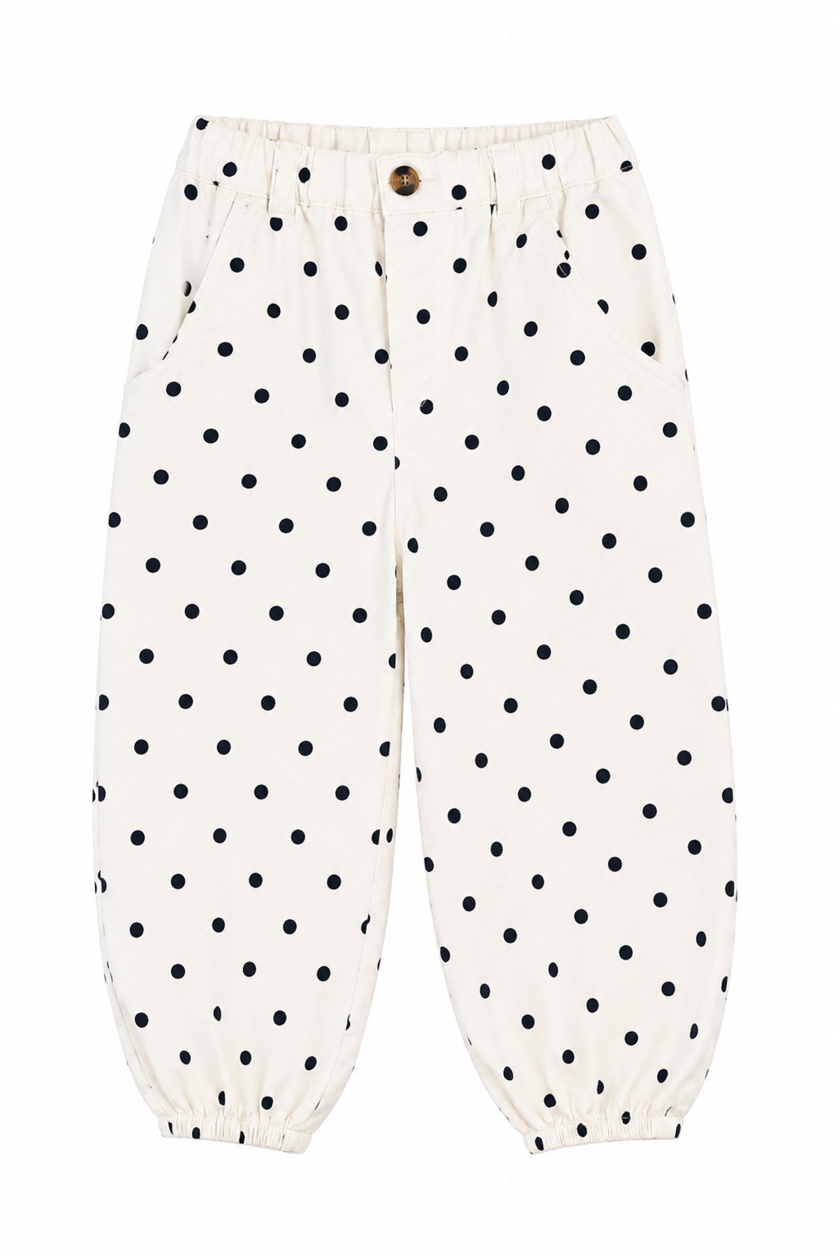 Milo+Sol Kız Çocuk Puantiyeli Balon Jean Pantolon %100 Pamuk Dokuma Denim