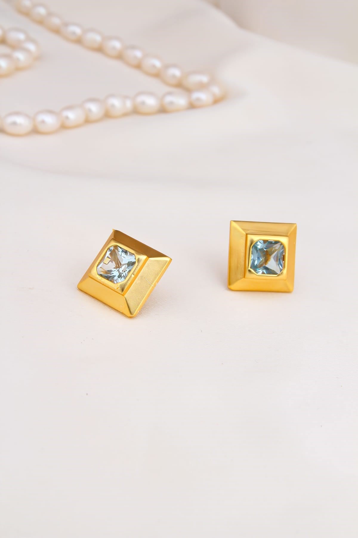 Merkaba AquaMarine Rengi Zirkon Küpe