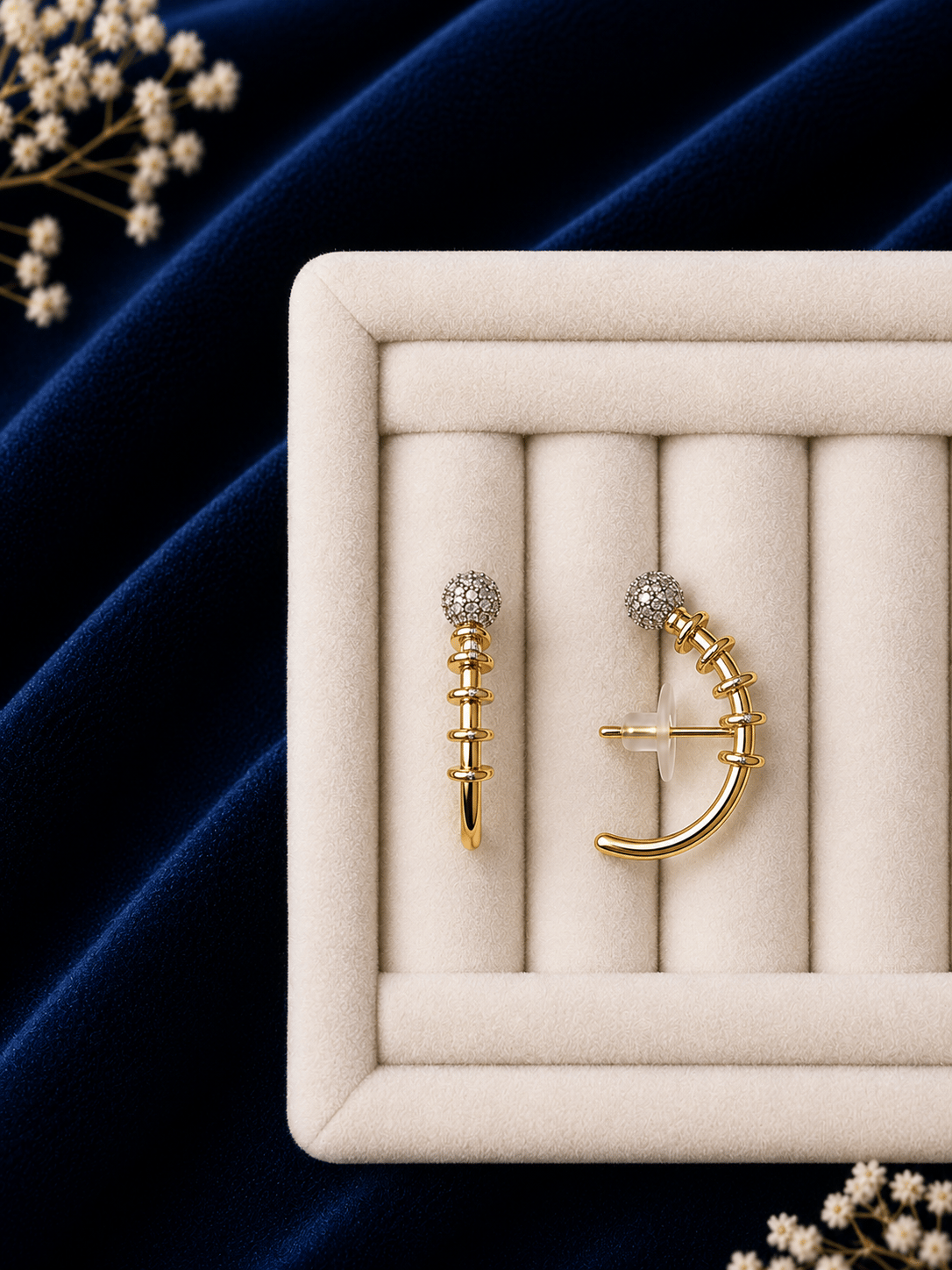 Taş Topuz Detaylı Küpe 