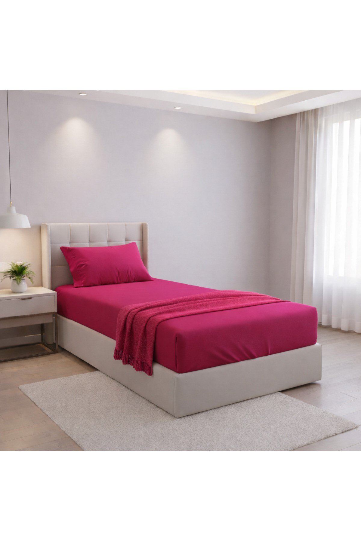 Pamuklu Tek kişilik lastik çarşaf 100x200 derinlik 25cm 1 adet yastık kılıfı