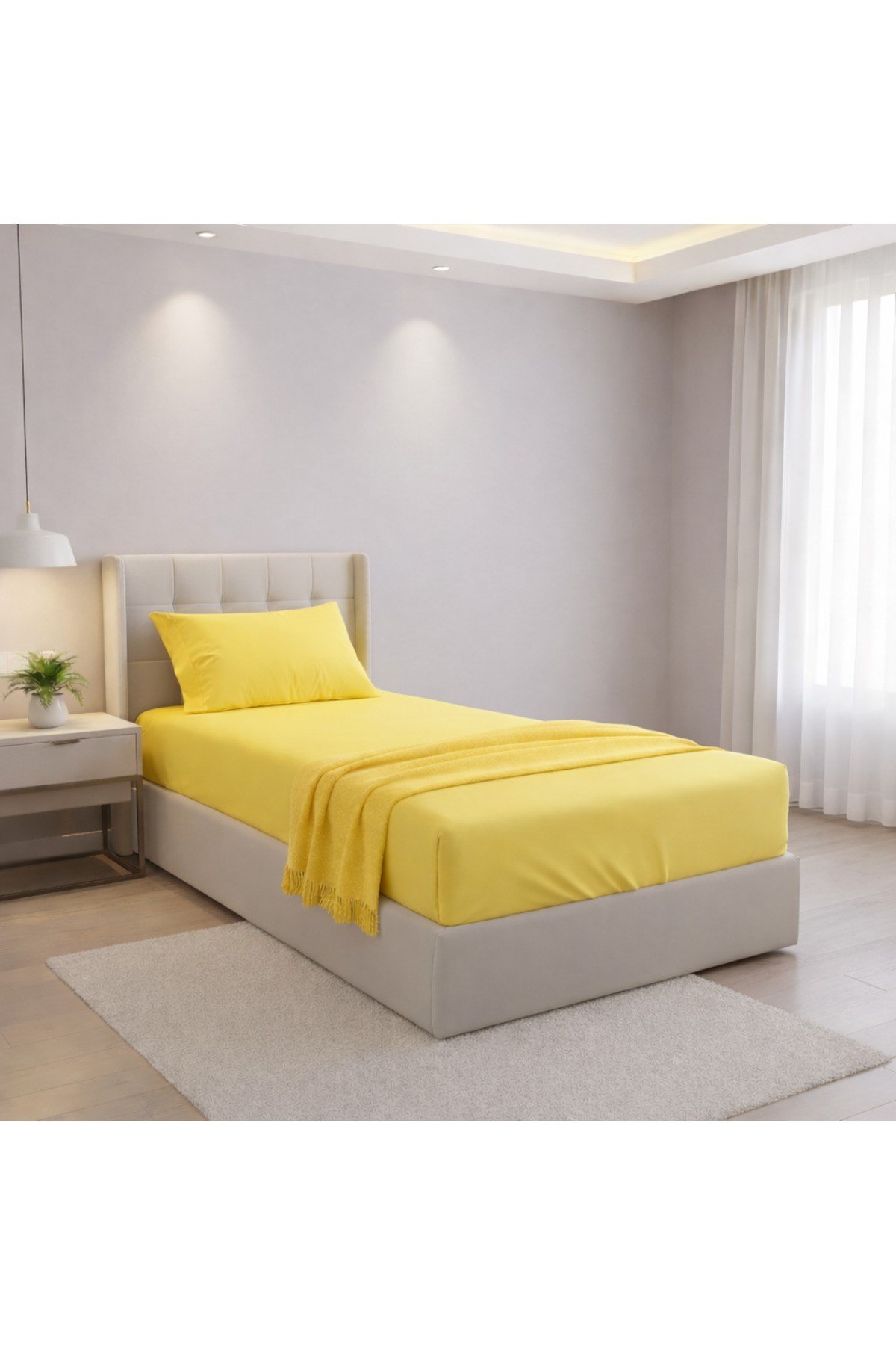 Pamuklu Tek kişilik lastik çarşaf 100x200 derinlik 25cm 1 adet yastık kılıfı