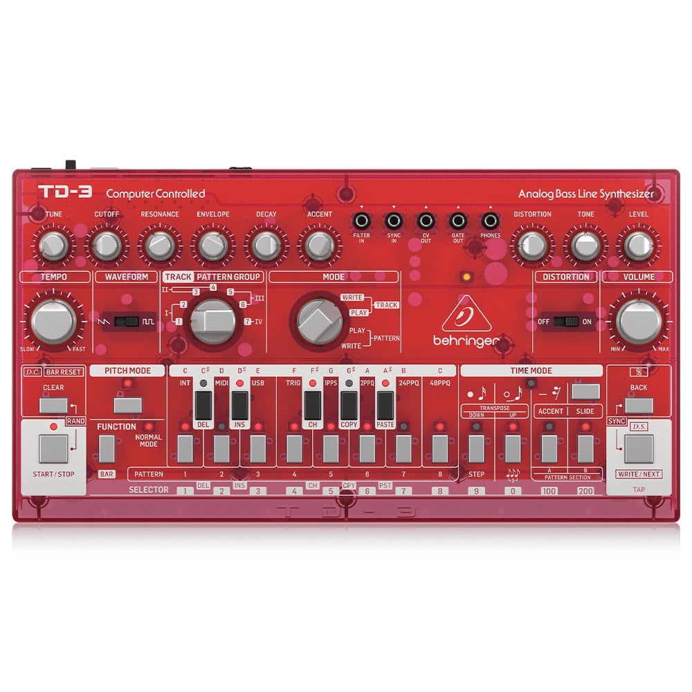 BEHRINGER TD-3-SB Analog Bass Line Synthesizer (Transparan Kırmızı)