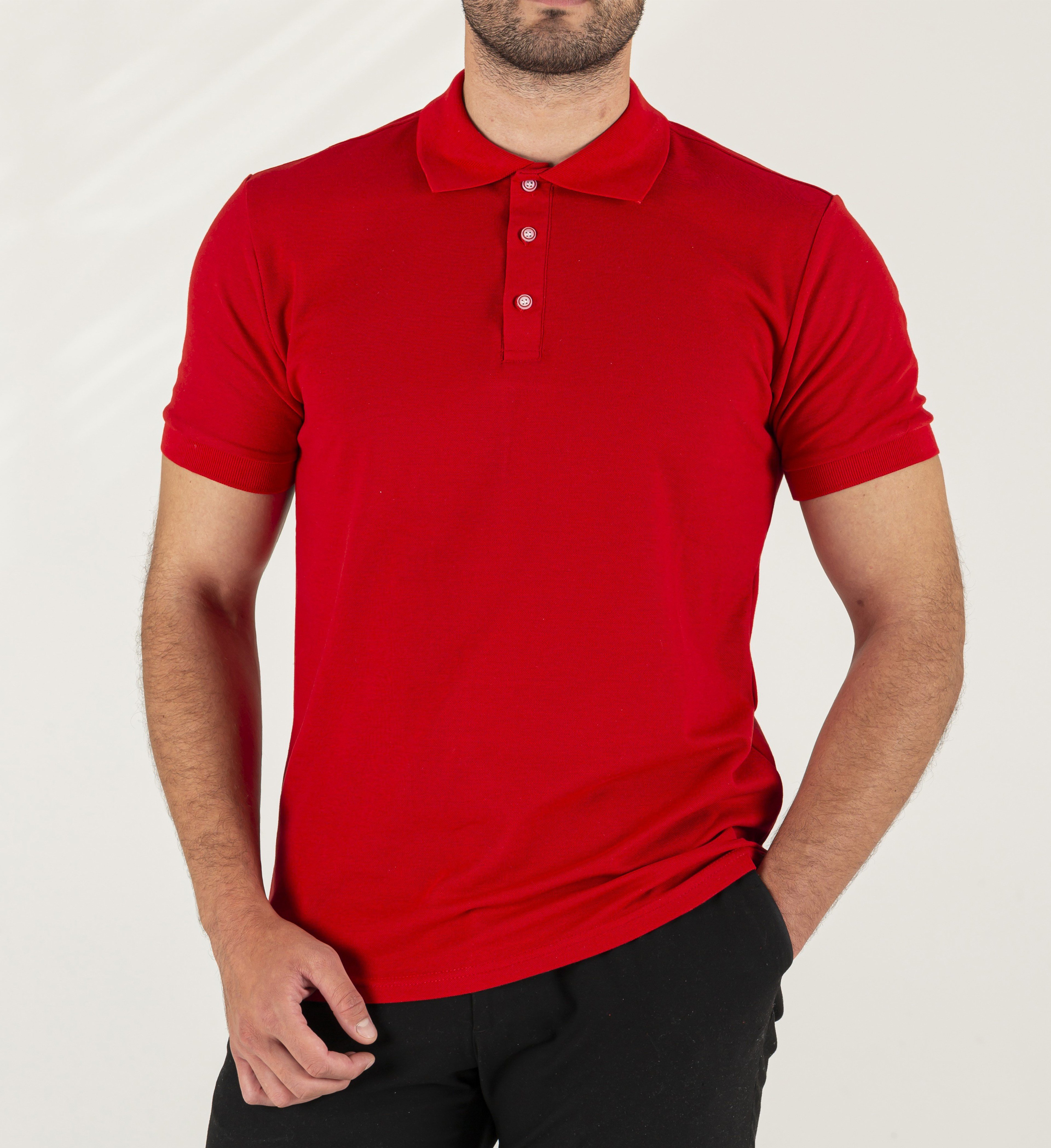 Kırmızı Polo Yaka Baskılı Lakost Tişört