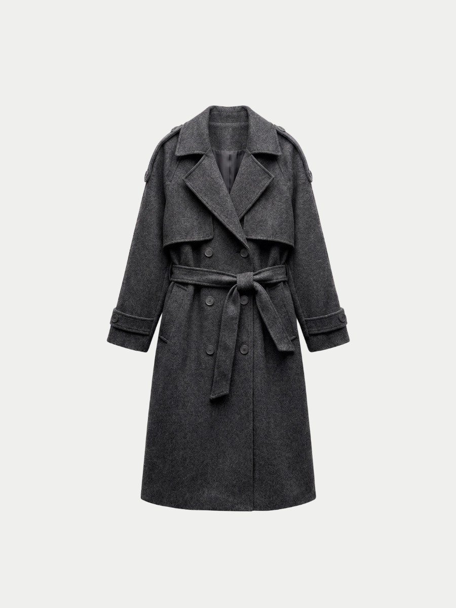 APOLET DETAYLI KAŞE KABAN -TAŞ RENGİ