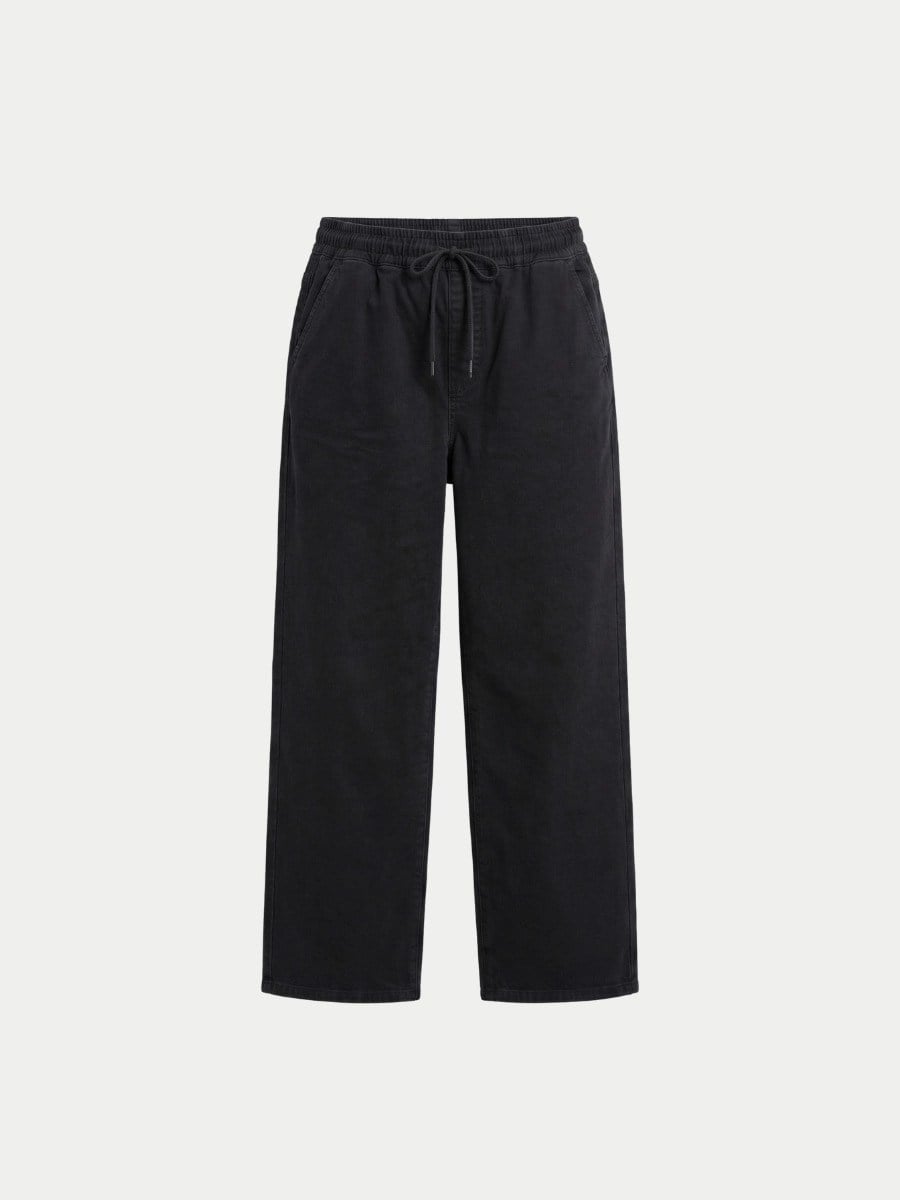 BELİ LASTİKLİ BOL PAÇA KOT PANTOLON - SİYAH