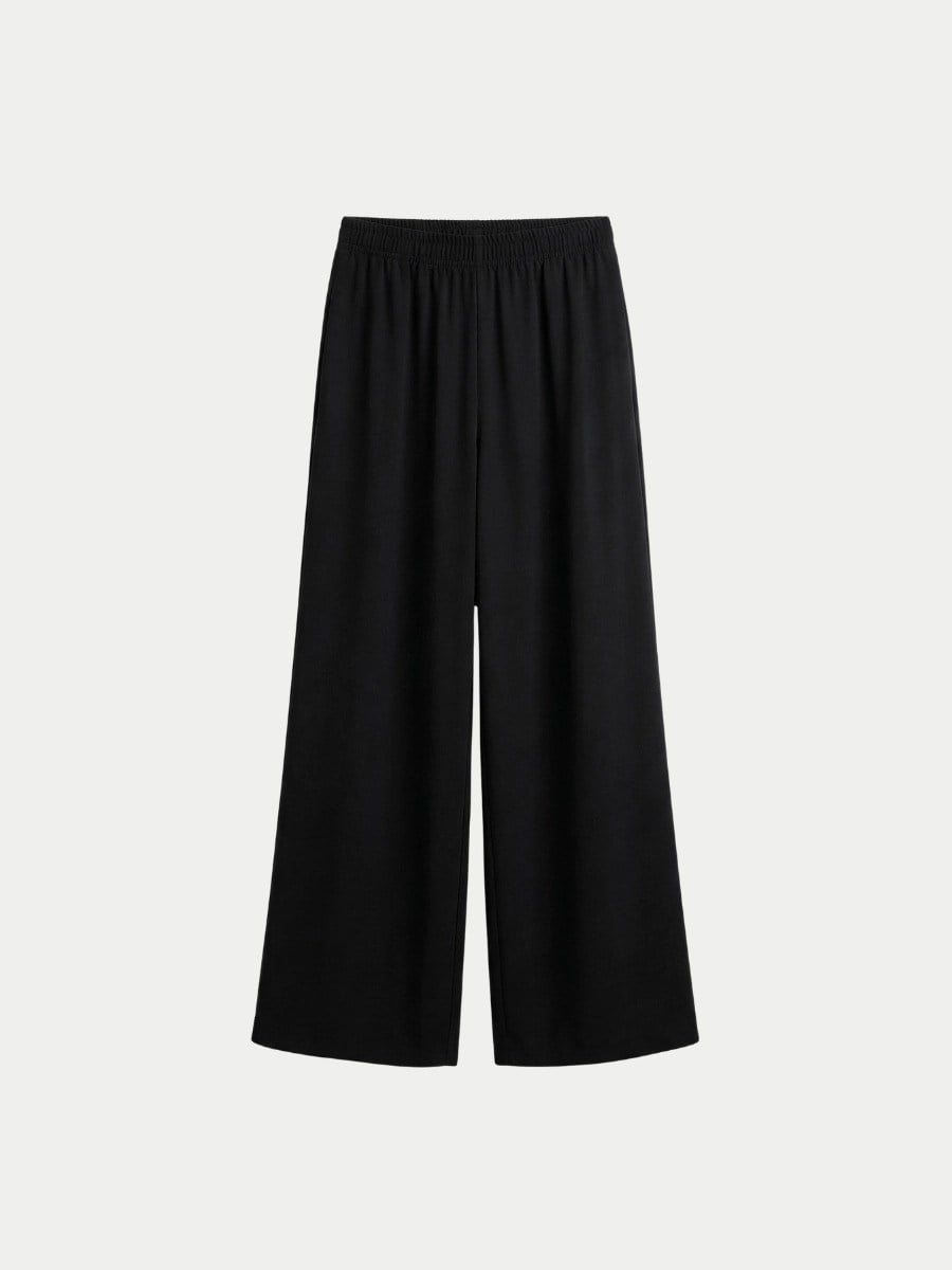 DOUBLE KREP YANLARI DİKİŞSİZ  BOL PANTOLON