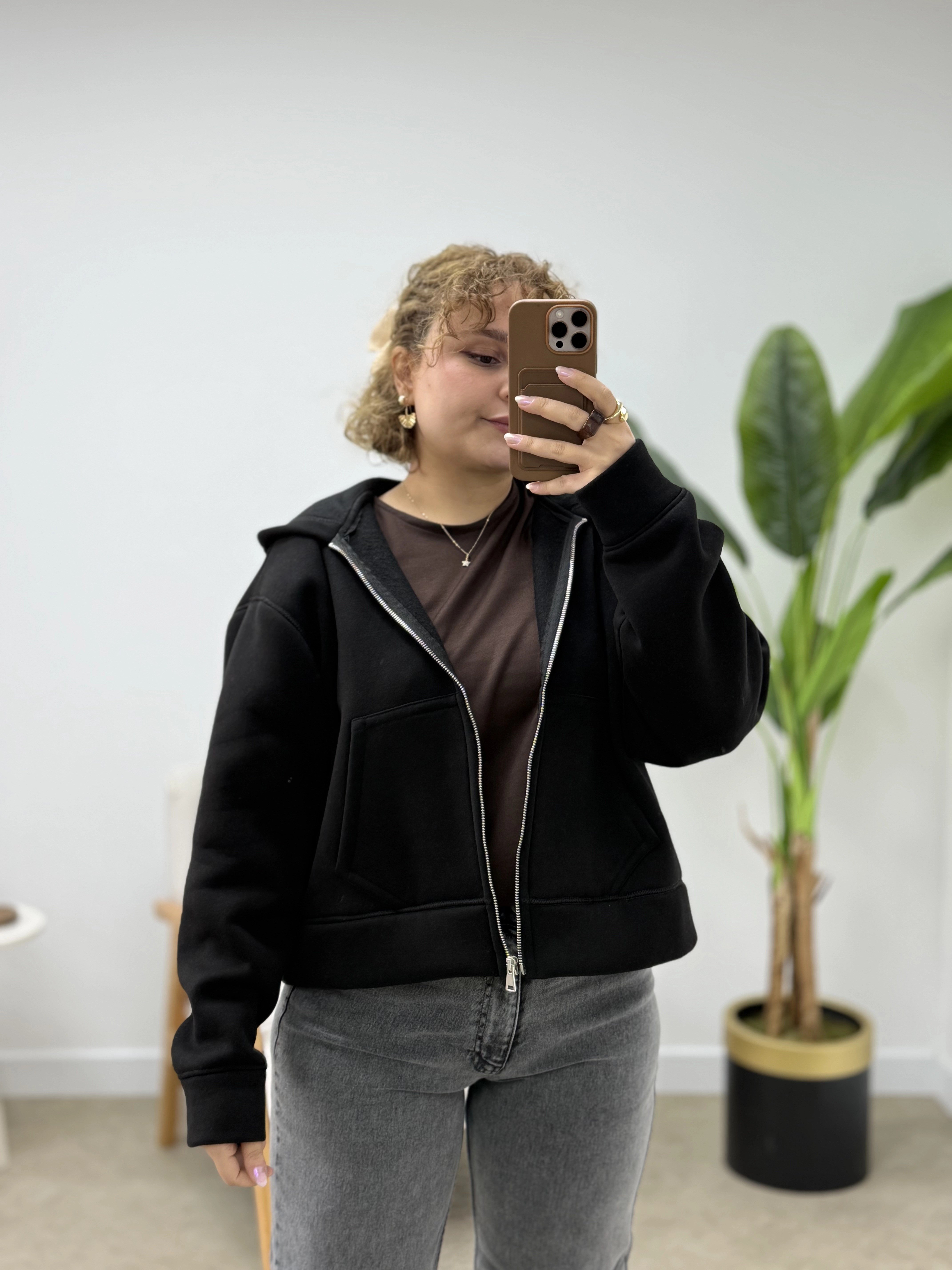 KIŞLIK ŞARDONLU KISA SWEAT HIRKA