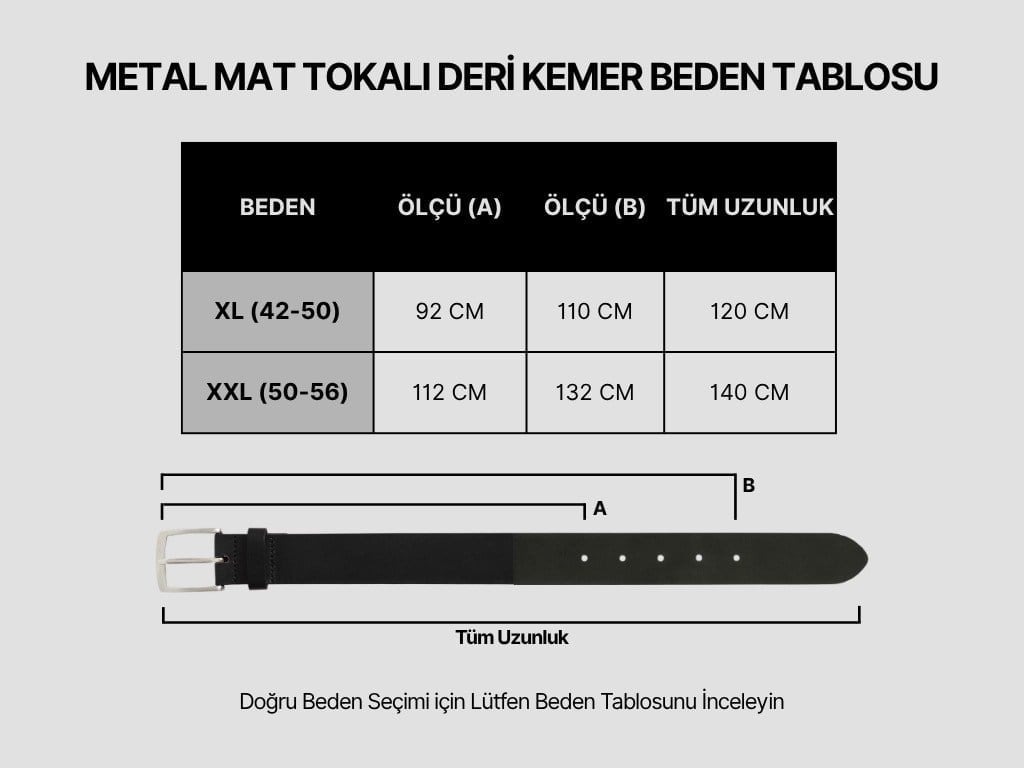 METAL MAT TOKALI DERİ KEMER