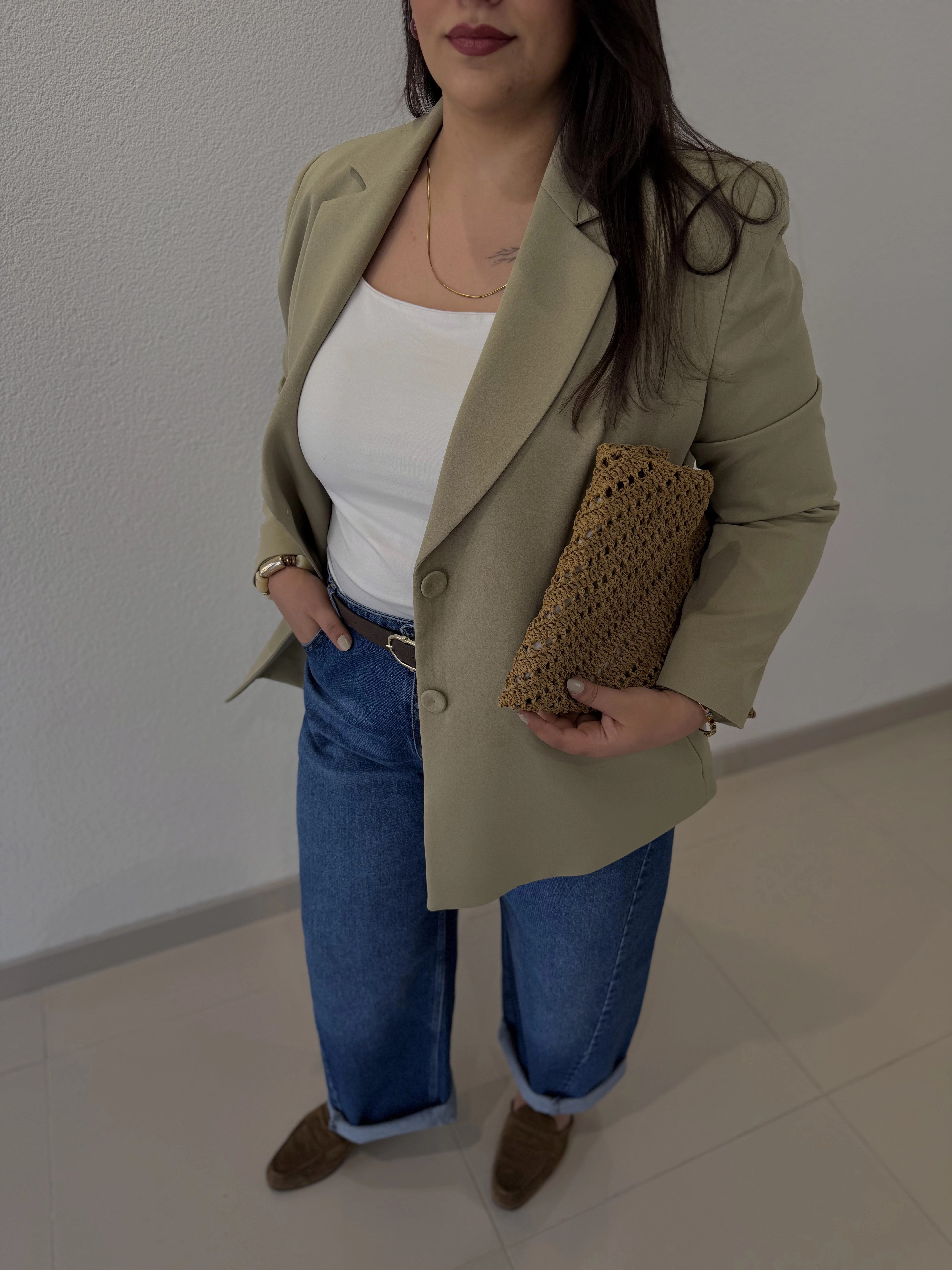 OVERSİZE ASTARLI BLAZER CEKET - ACI KAHVE