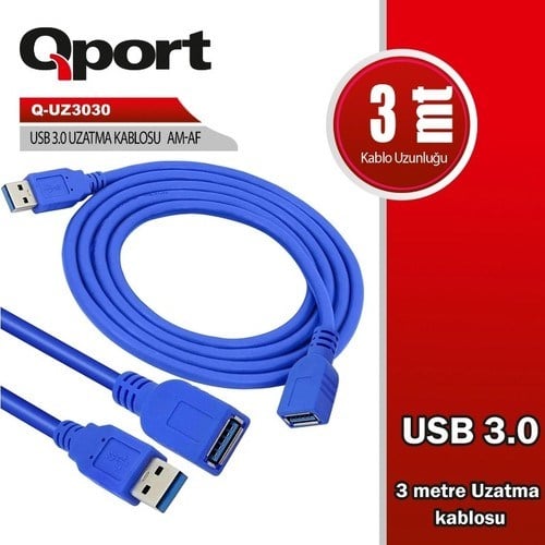 QPORT Q-UZ3050 USB 3.0 USB UZATMA KABLOSU 5 MT