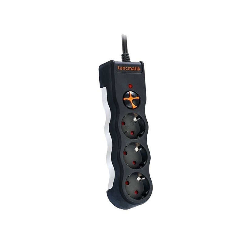TUNÇMATİK POWERSURGE TSK19010 1050 JOULES 3'LÜ SİYAH/1,5M AKIM KORUMALI PRİZ