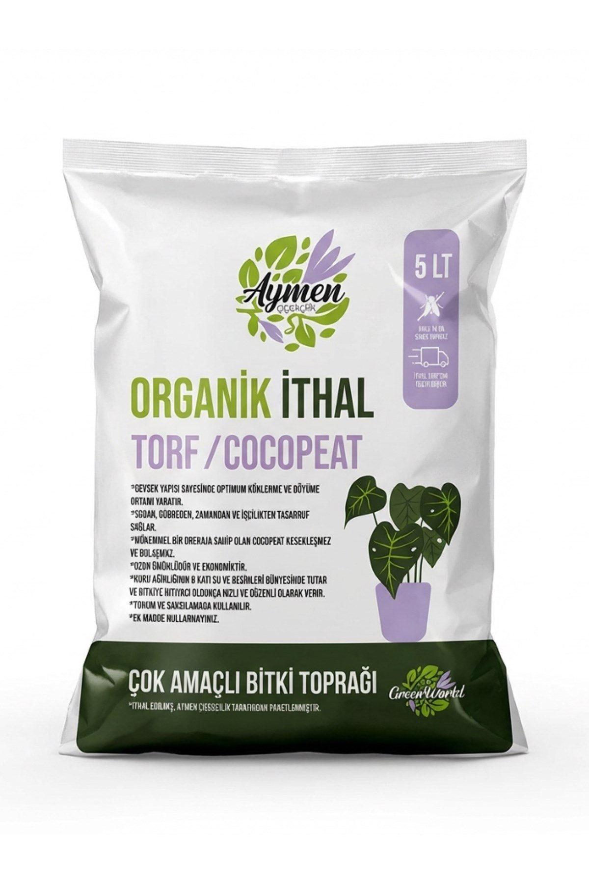 5 Litre Ithal Torf Cocopeat Ponza Taşı Özel Karışım Saksı Harcı Bitki Toprağı - Kokopit