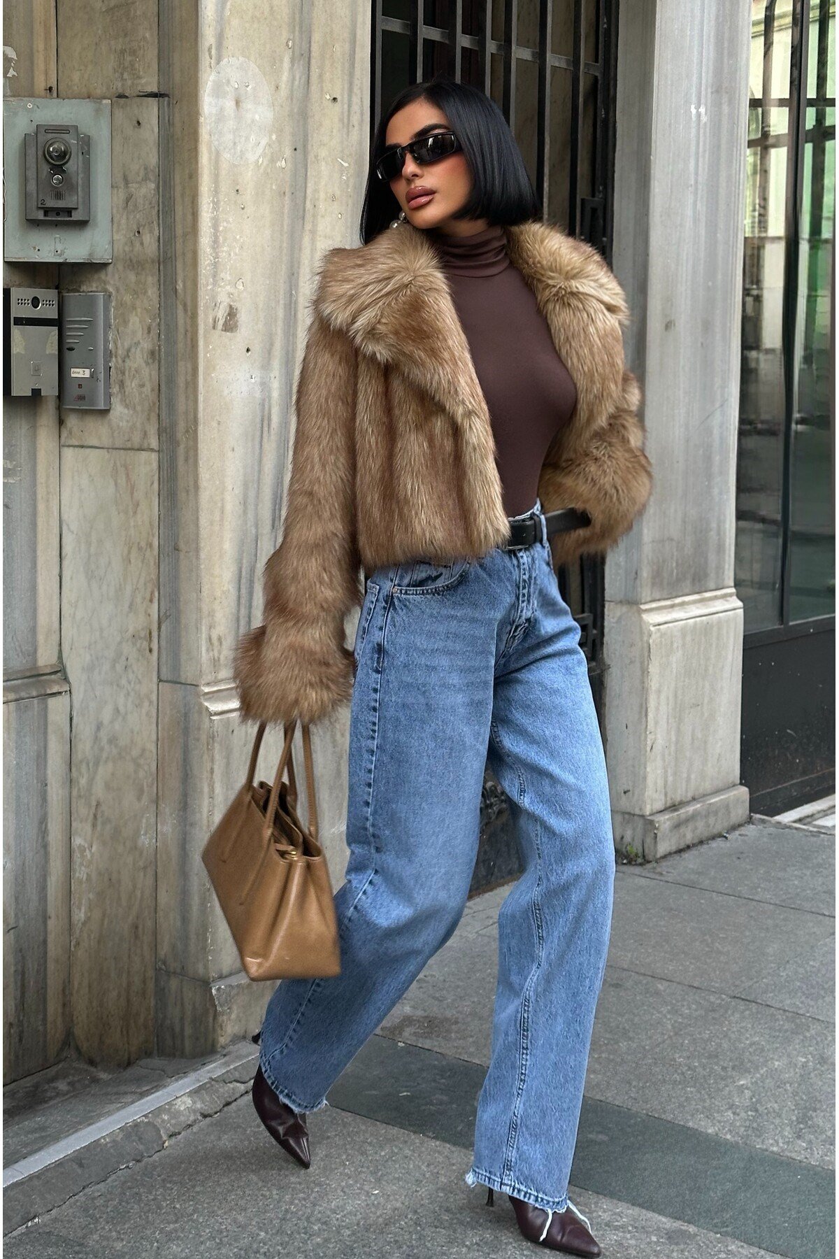 Kadın Baggy Jean Yüksek Bel Palazzo Esnek Kot Pantolon