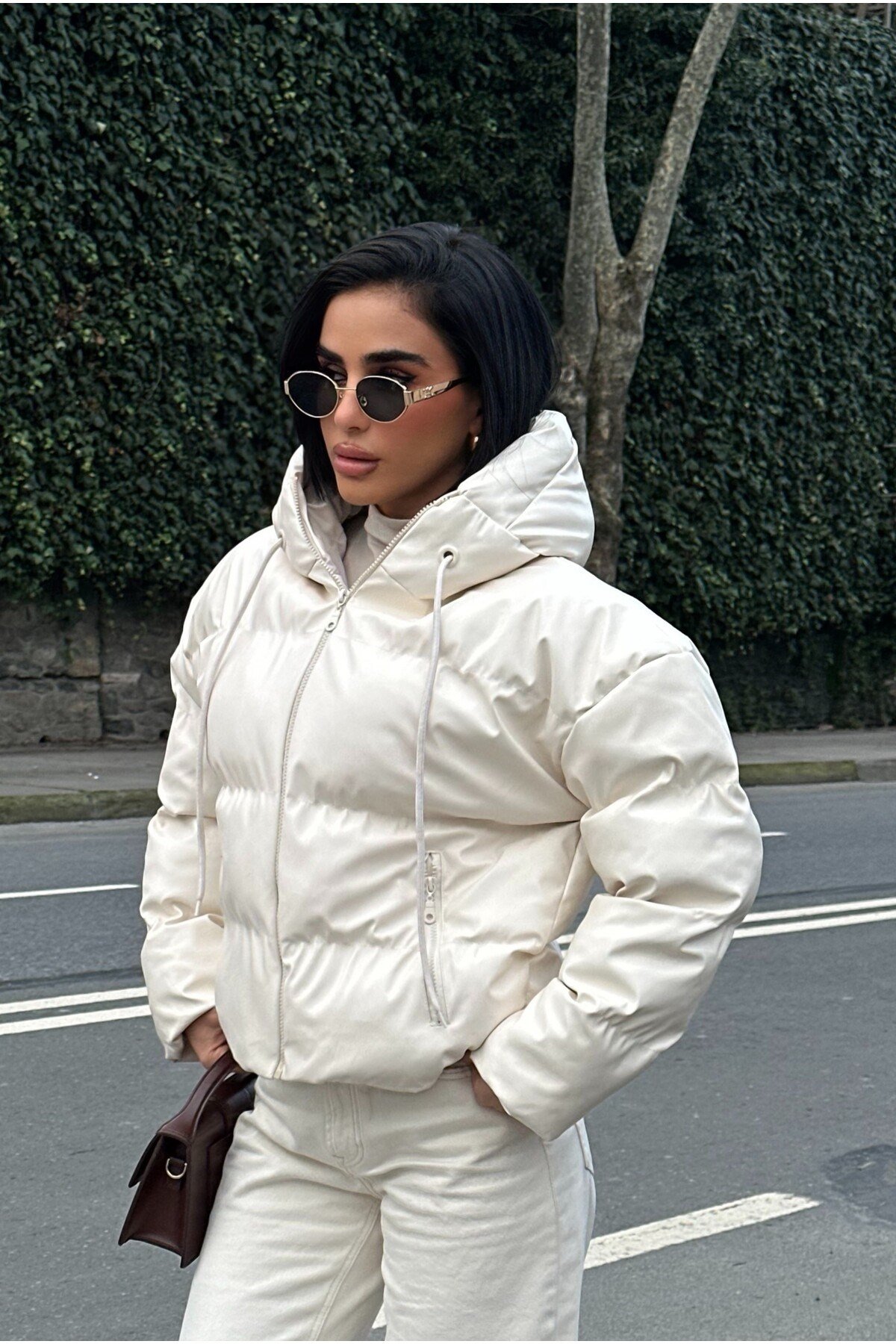 Kadın Deri Şişme Mont