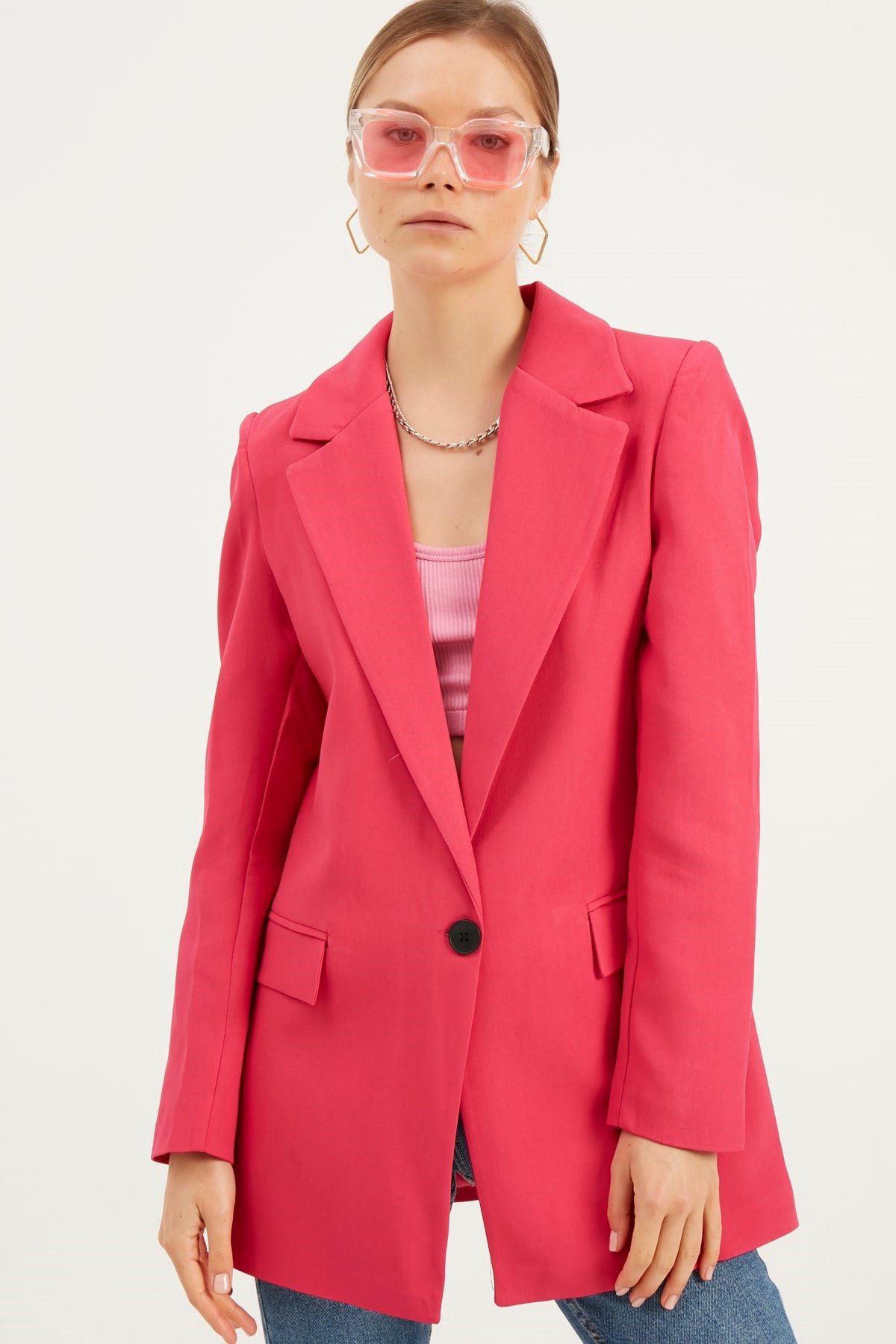 Kadın Fuşya Blazer Ceket