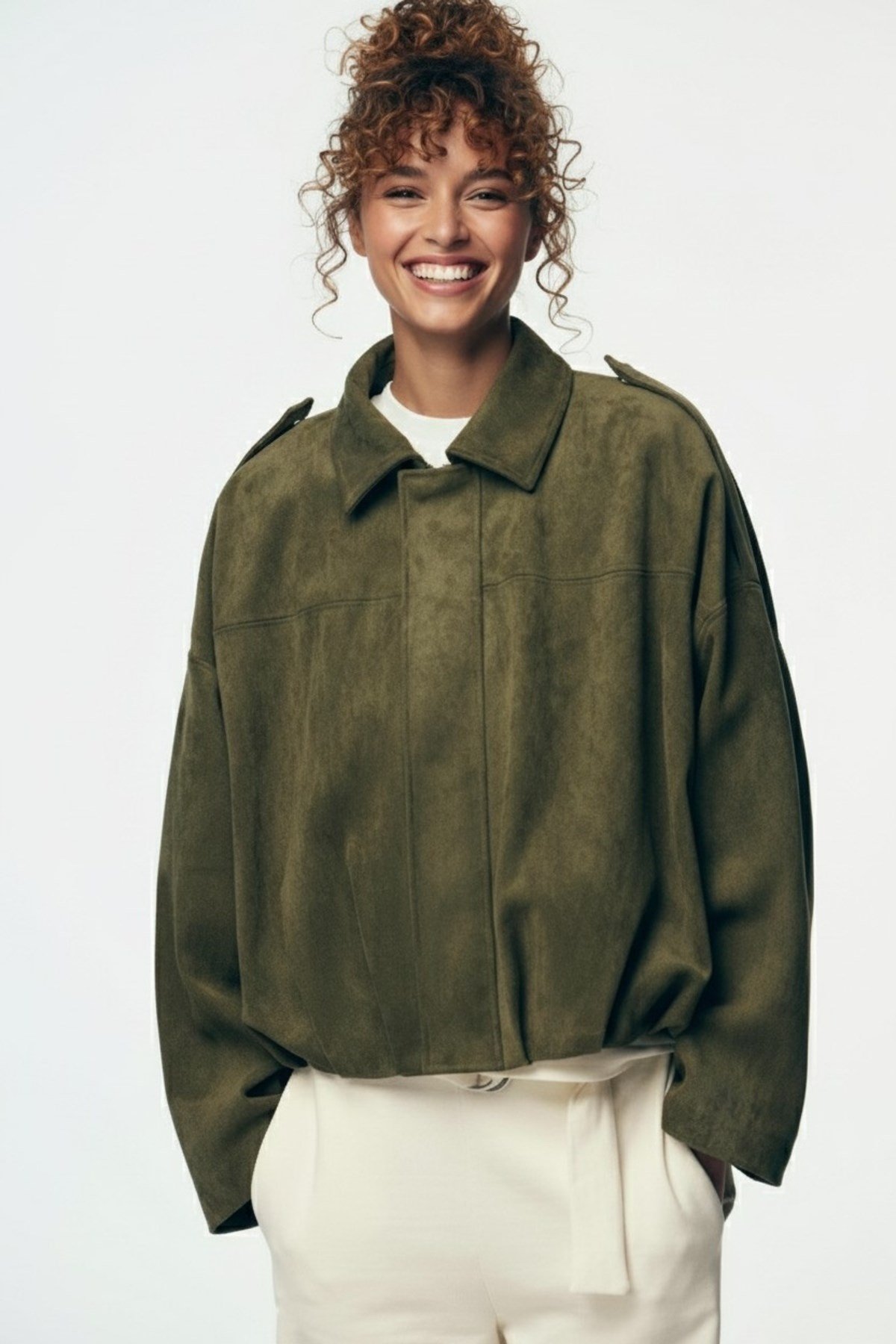 Kadın Oversize Bomber Süet Ceket