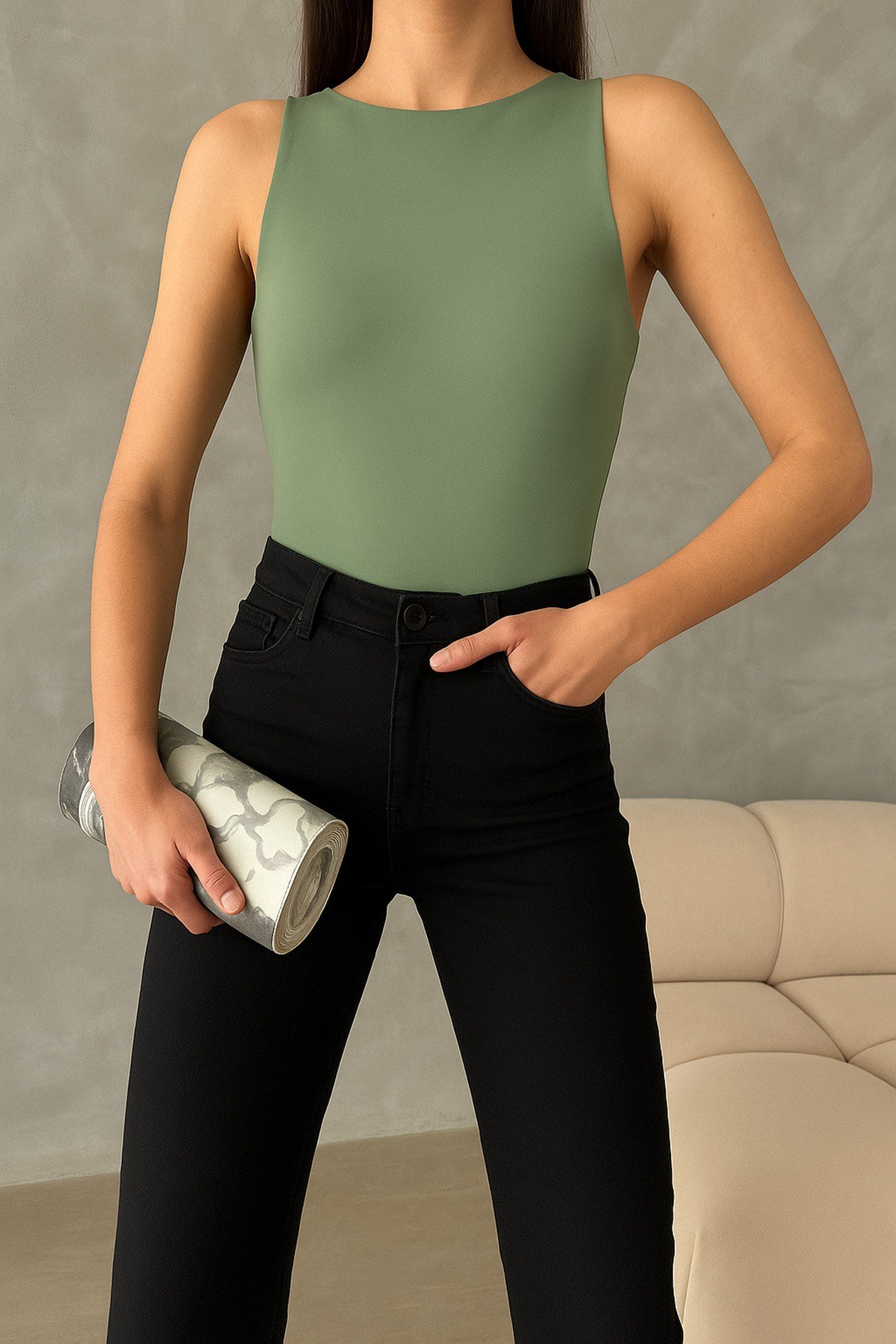 Kadın Sıfır Kollu Bodysuit