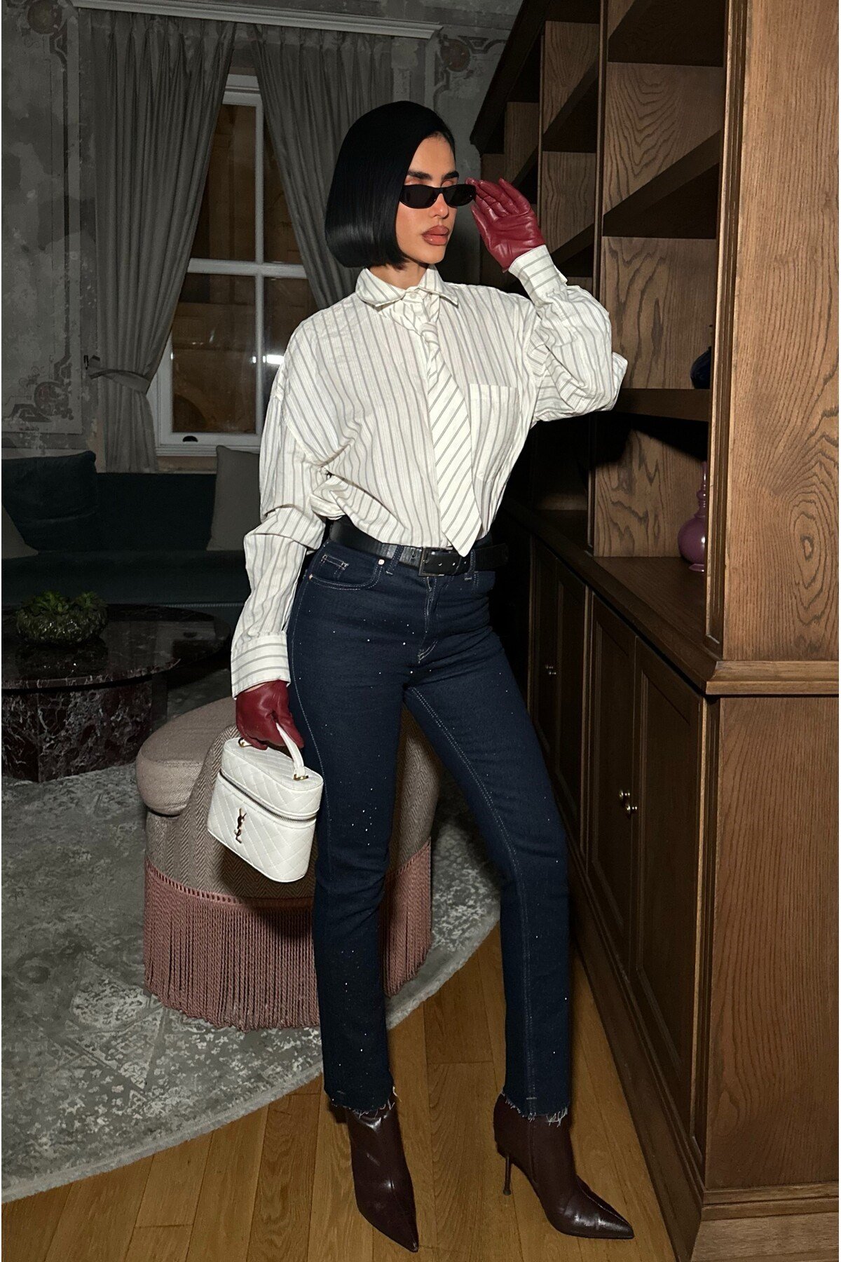 Kadın Taşlı Jeans Kot Pantolon