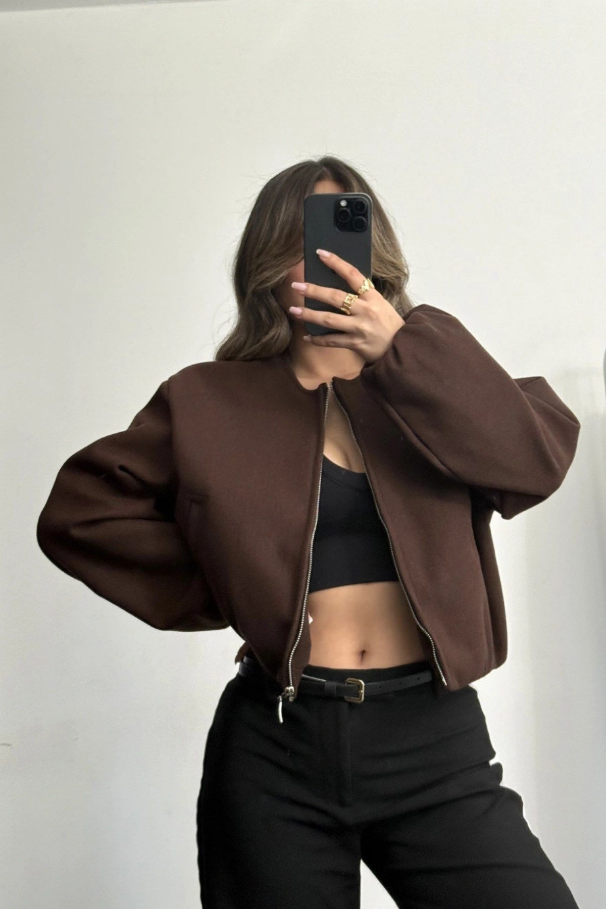 Kadın Viral Kaşe Kumaş Bomber Ceket