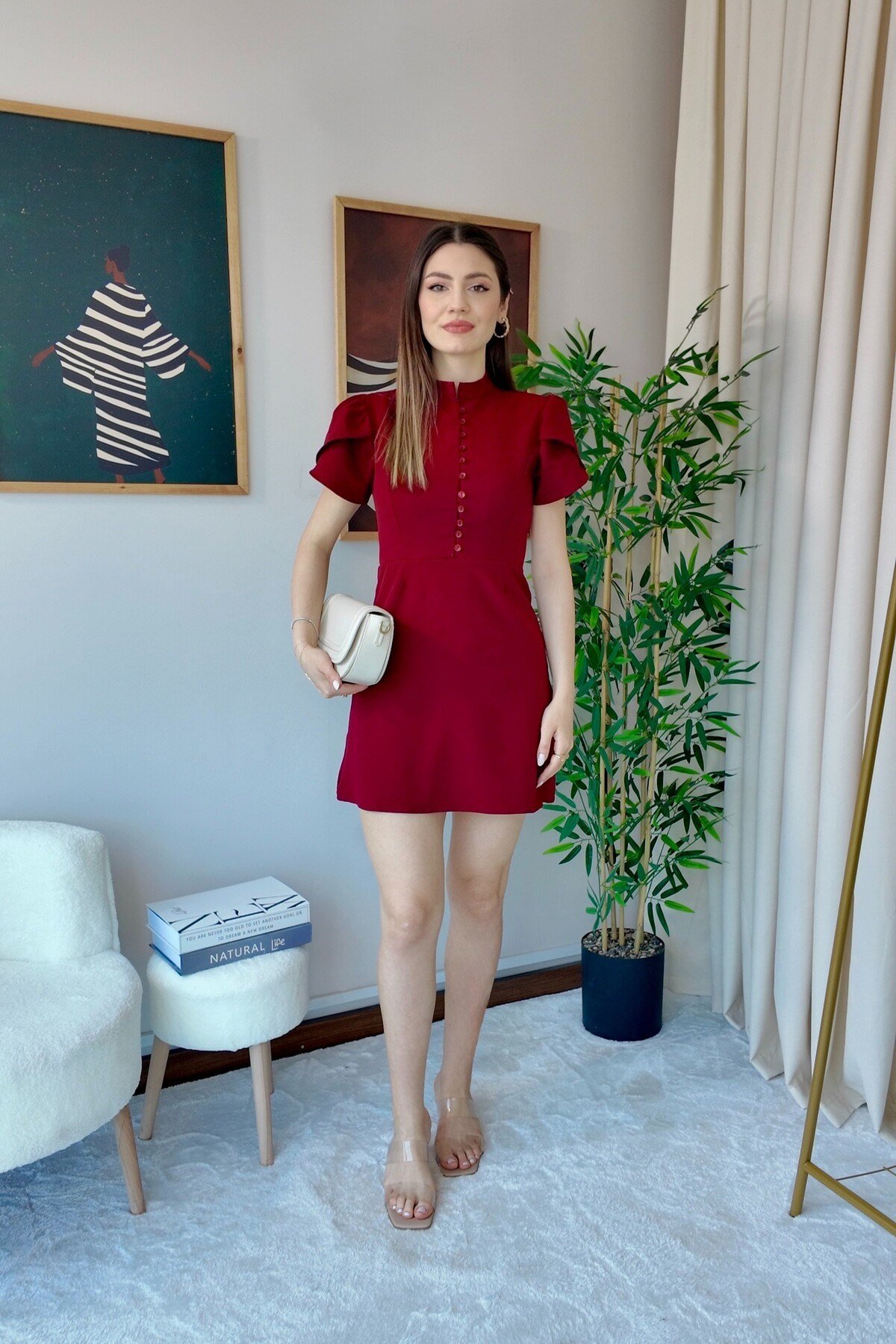 Kadın Yeni Sezon Düğme Detaylı Elbise