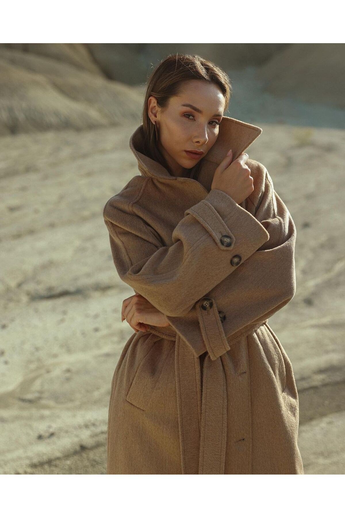 Kaşe Kaban Kuşaklı ( Oversize ) Yeni Sezon*-xx Bol Kesim