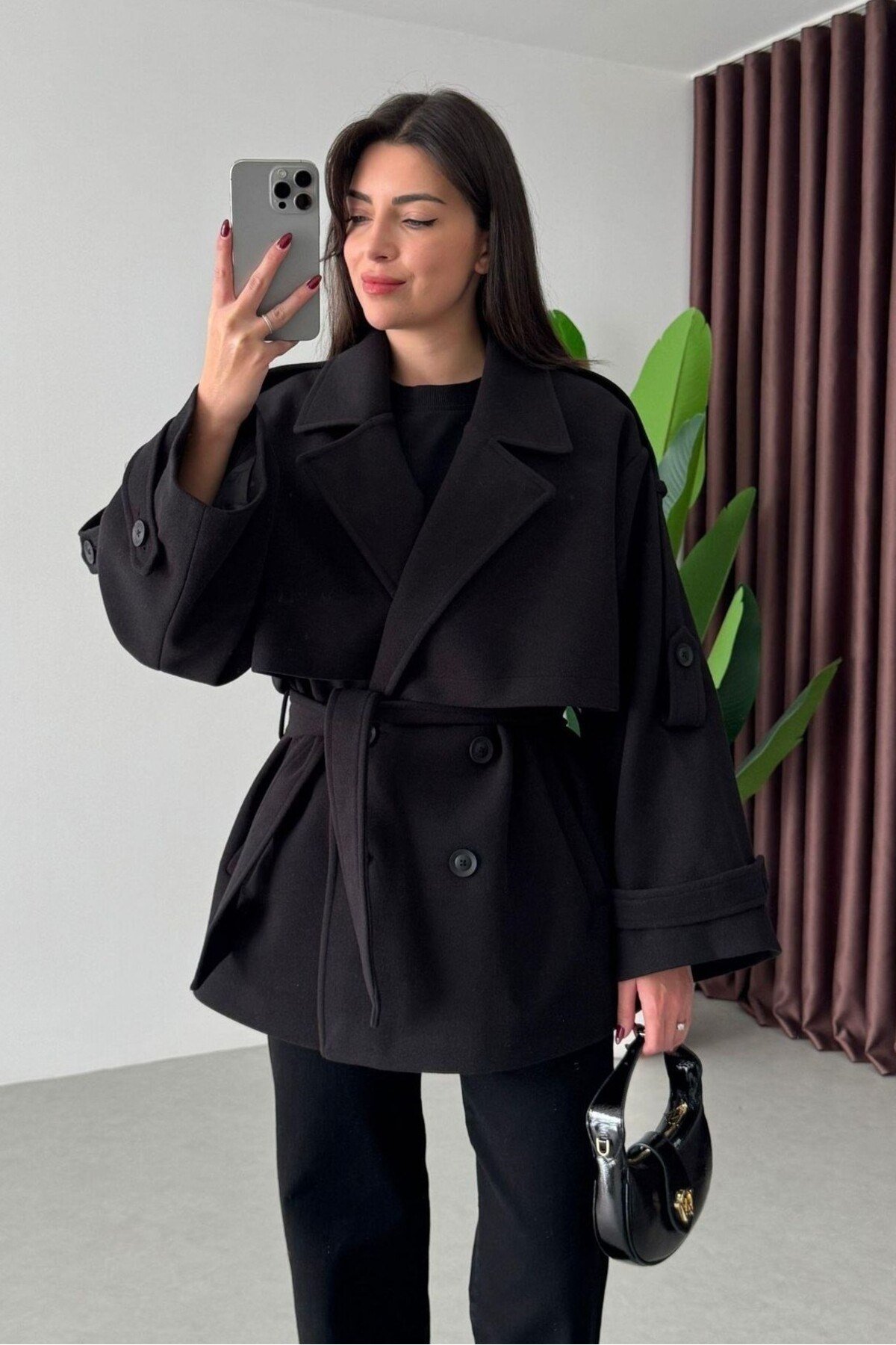 Kemerli Oversize İthal Zr Model Kaşe Kaban