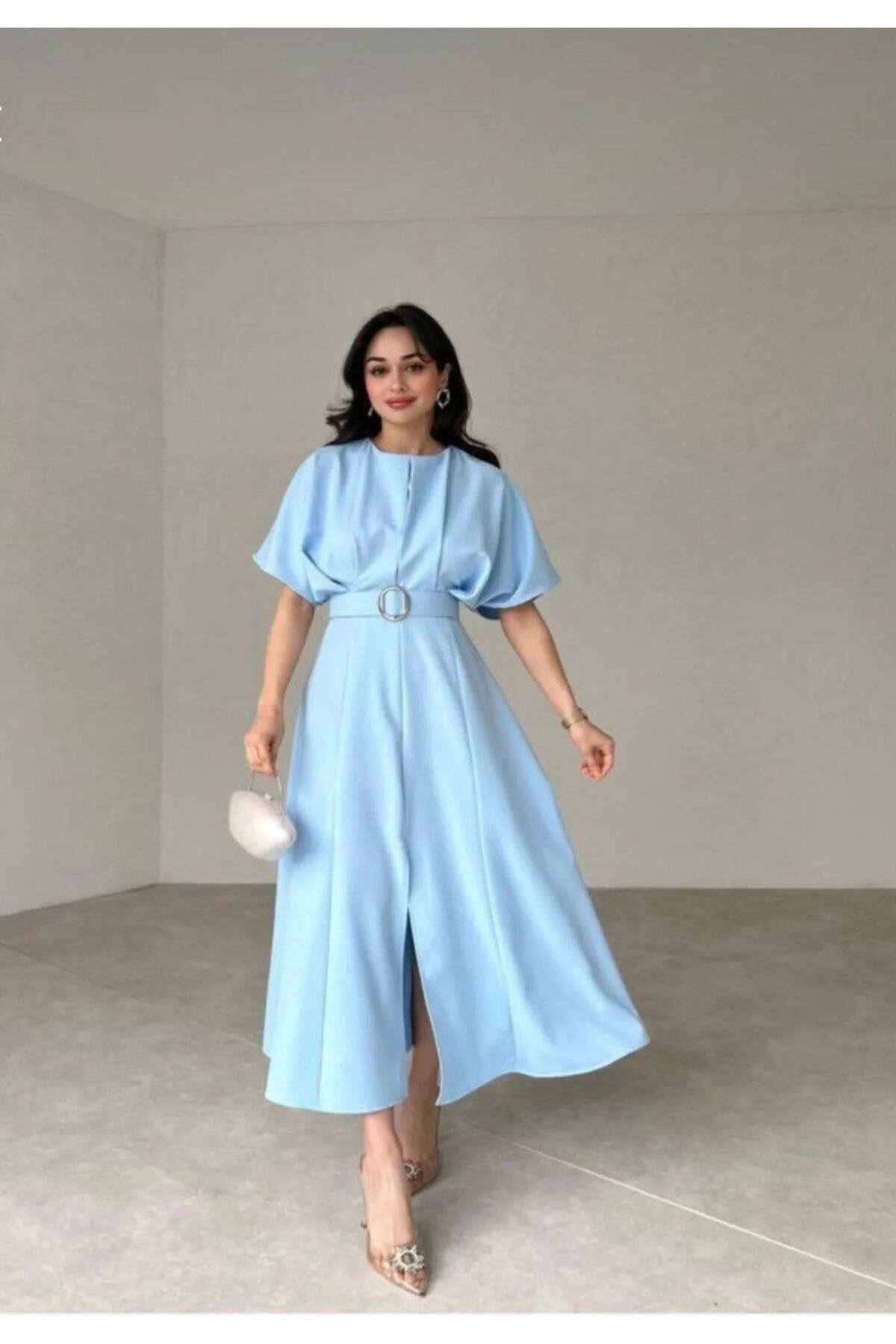 Maxi Siyah Kemerli Elbise