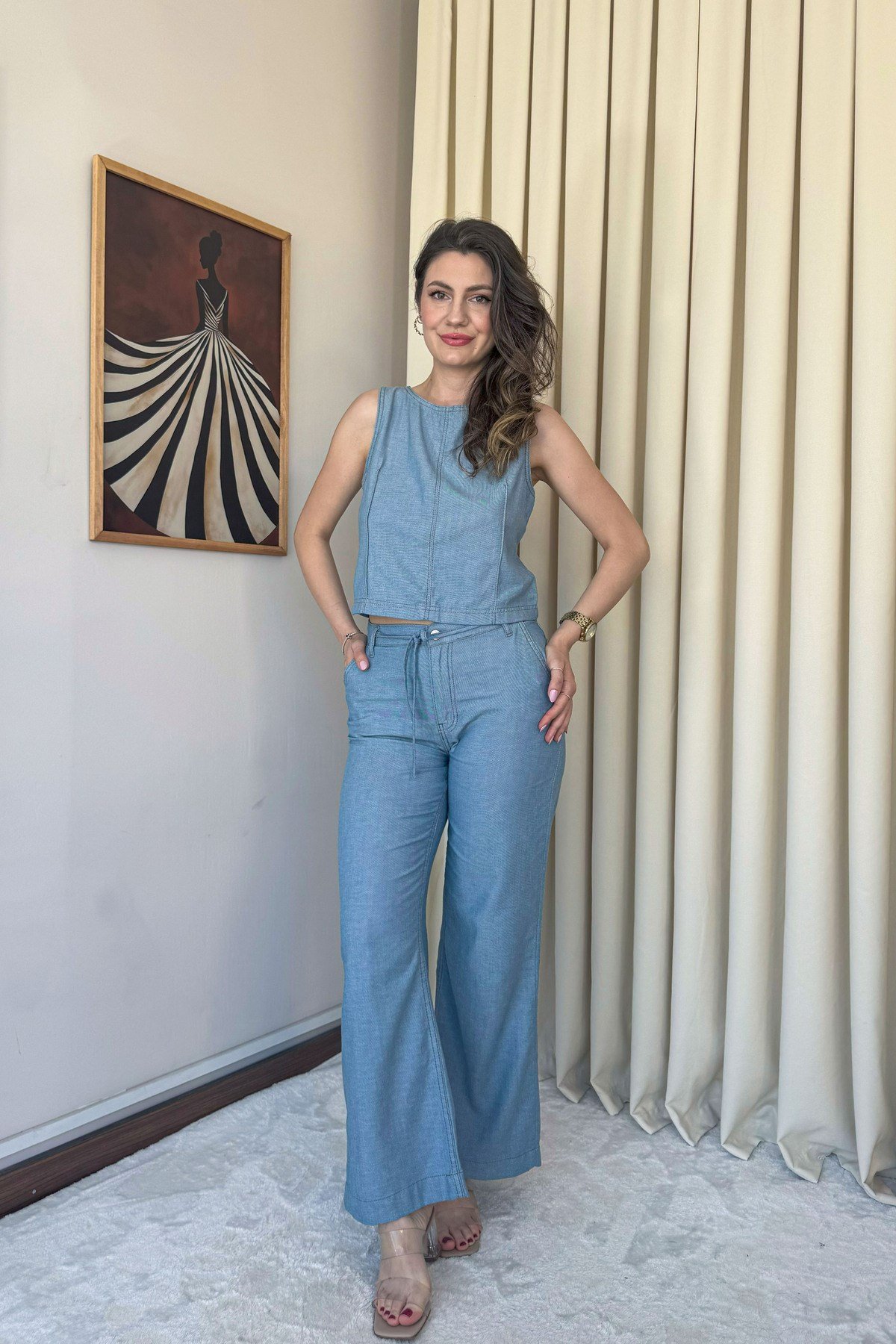 Premium Light Wash Denim İkili Takım