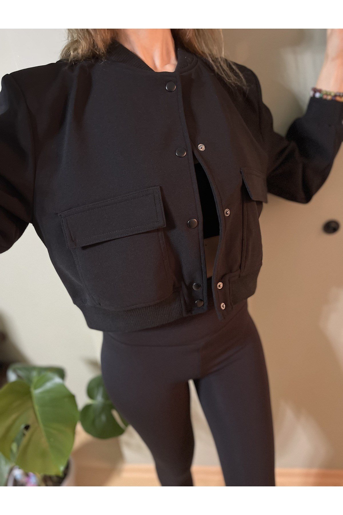 Vatkalı Krep Bomber ceket