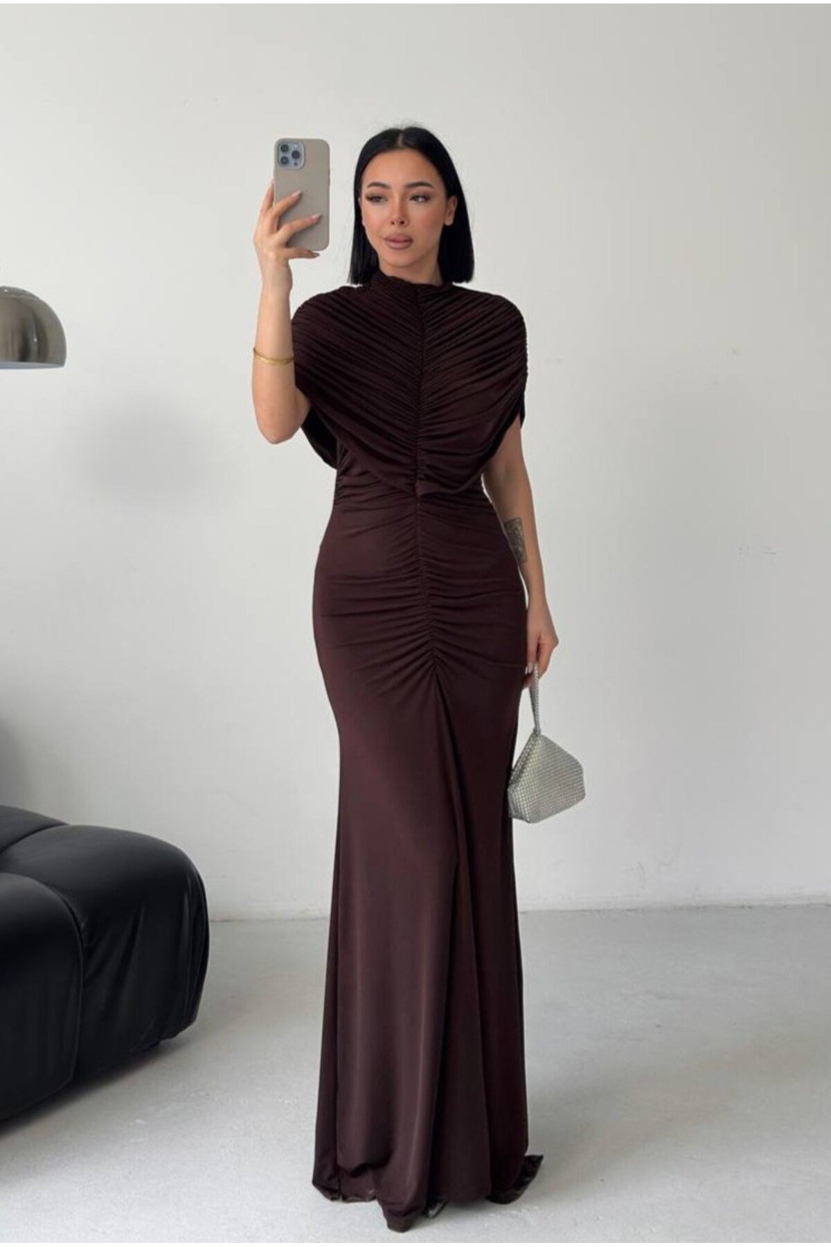 Zr Model Pelerin Büzgü Detay Elbise