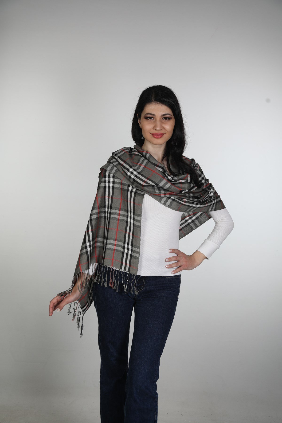 Antrasit Siyah Viscon - Cotton Şal