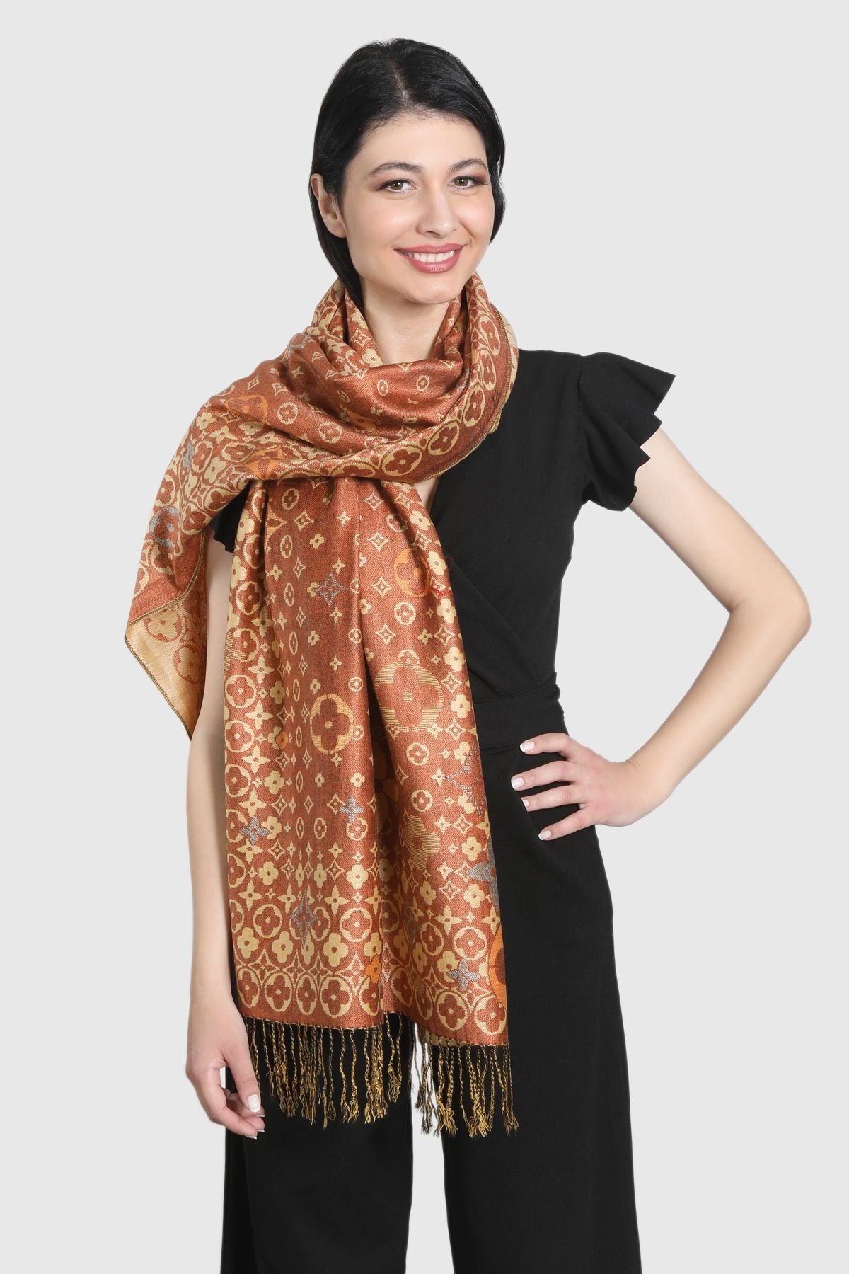 Kiremit Gold Pashmina Şal