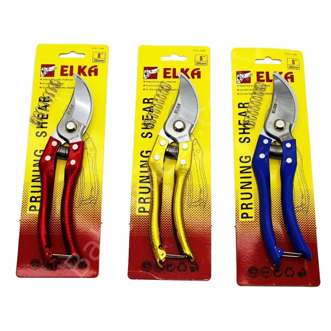 Elka Pruning Shear Kod-0168 Geniş Ağız Çelik Bağ Makası – 8'' (200 mm) Yedek Yaylı