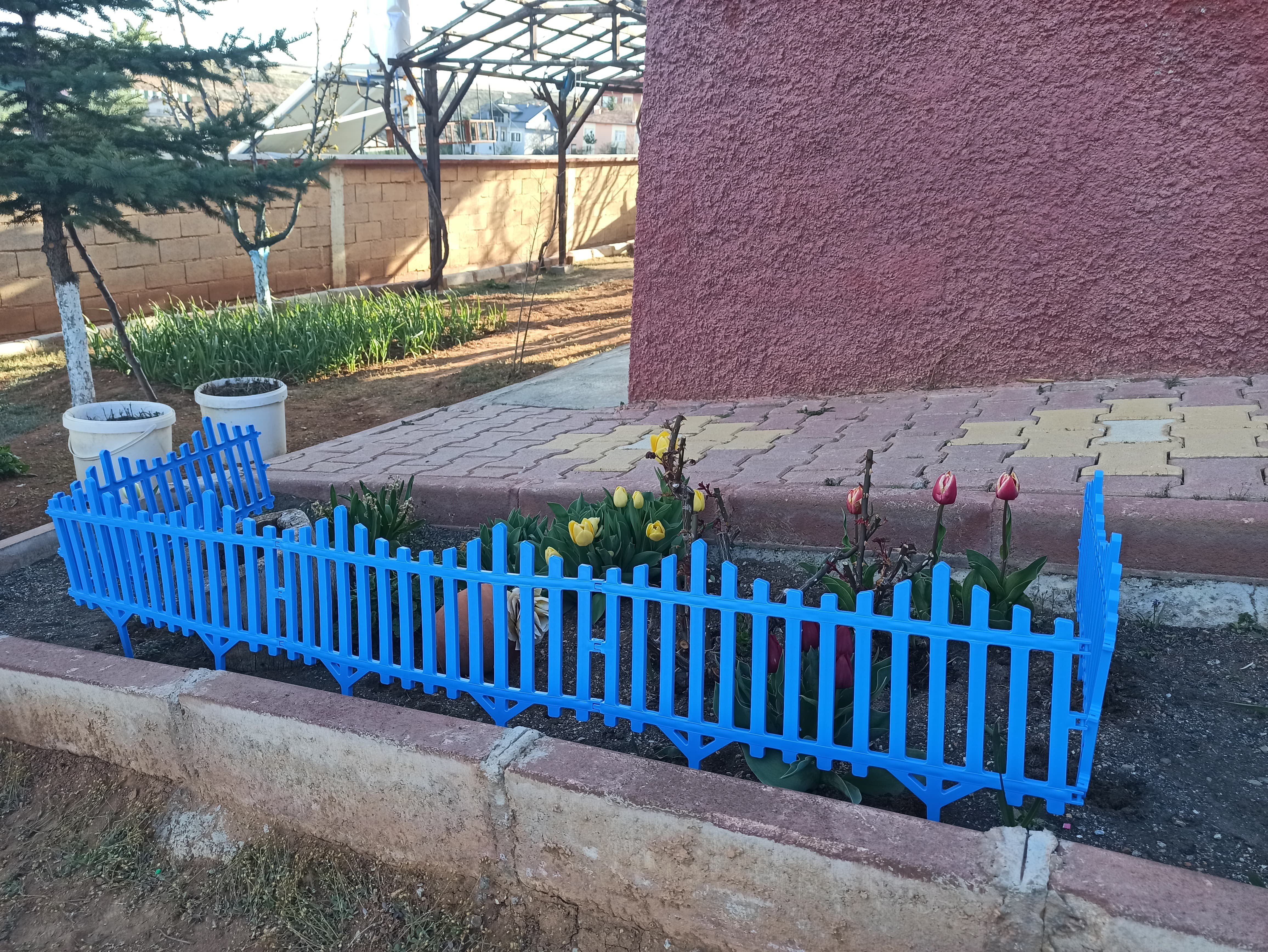 Mavi Dekoratif Bahçe Çiti Plastik Çit Peyzaj Koruma Panel Çit 1 Adet 59 Cm Bsr Garden