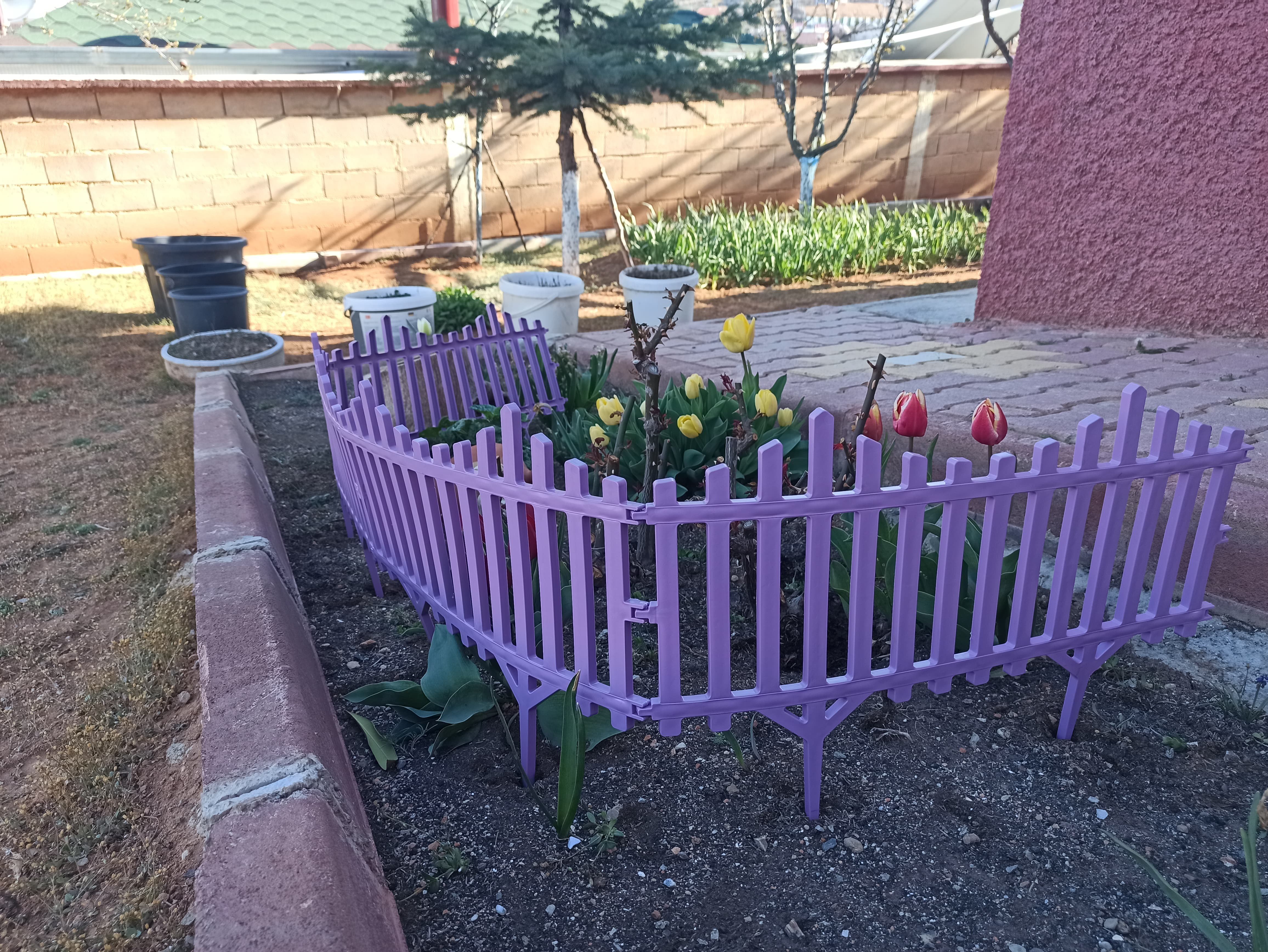 Mor Dekoratif Bahçe Çiti Plastik Çit Peyzaj Koruma Panel Çit 1 Adet 59 Cm Bsr Garden
