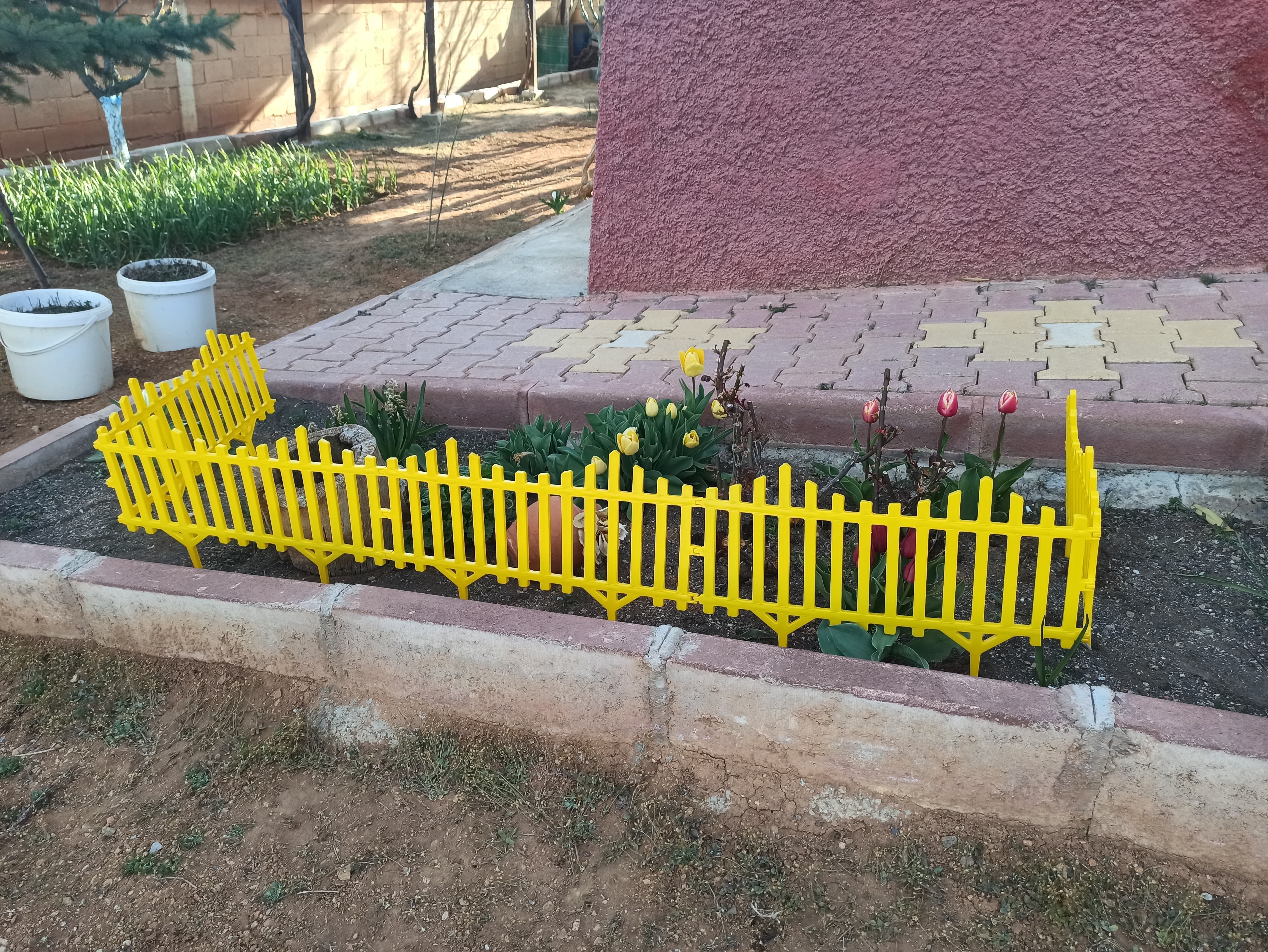 Sarı Dekoratif Bahçe Çiti Plastik Çit Peyzaj Koruma Panel Çit 1 Adet 59 Cm Bsr Garden