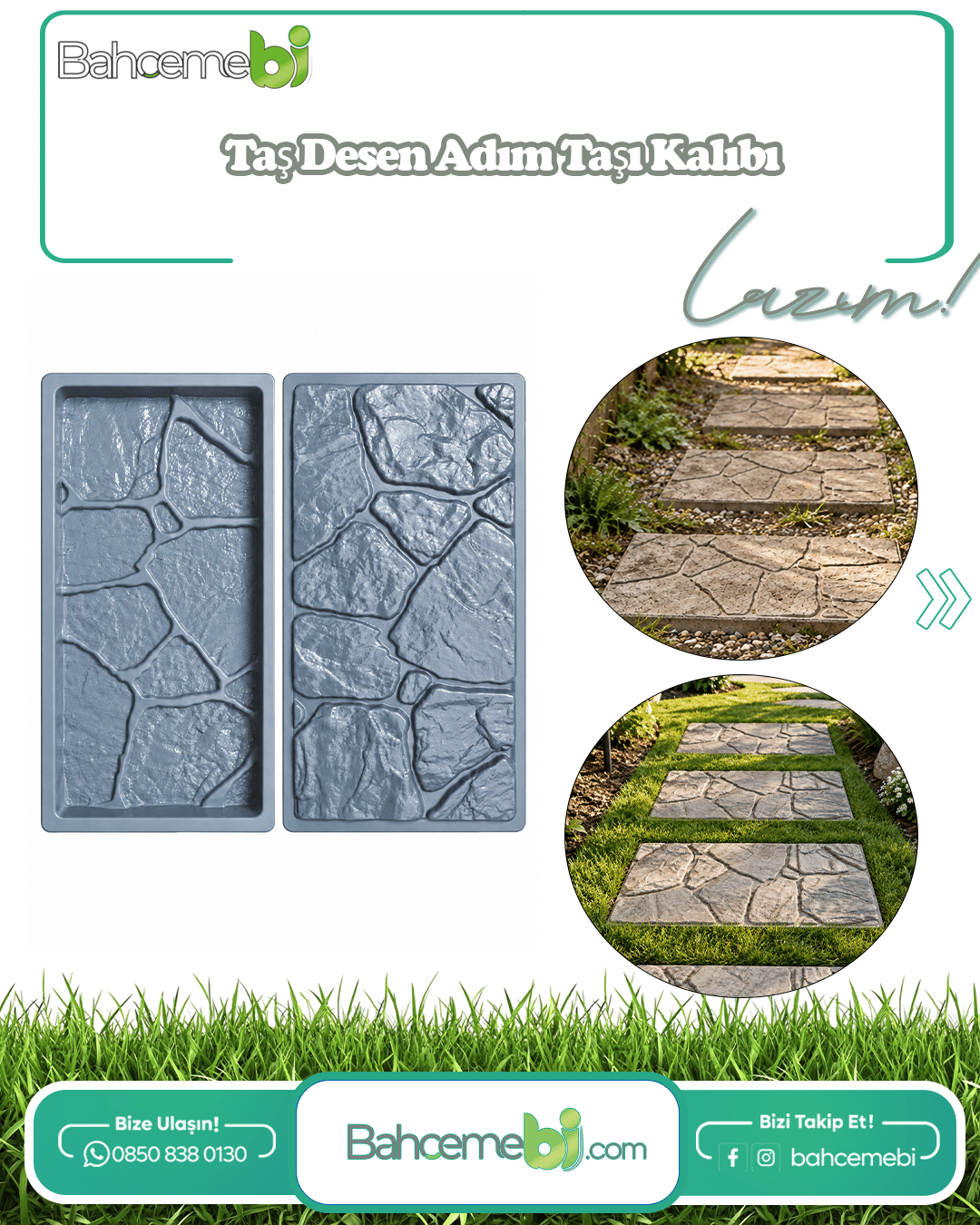 Taş Desen Beton Adım Taşı BSR Garden