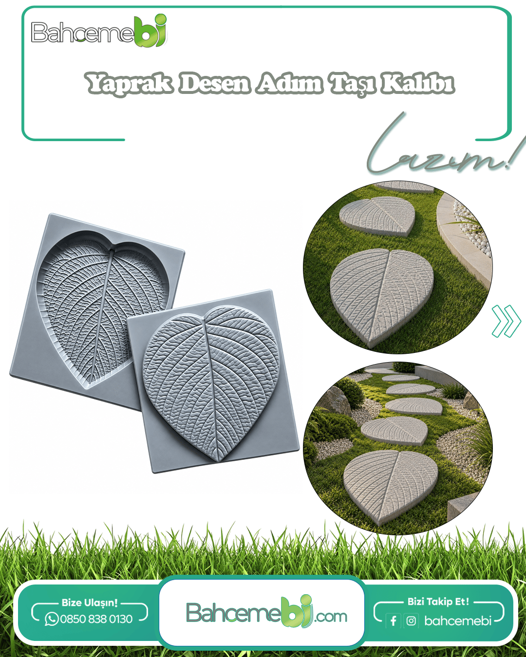 Yaprak Desen Çim Ve Adım Taşı Kalıbı ( Bsr Garden )