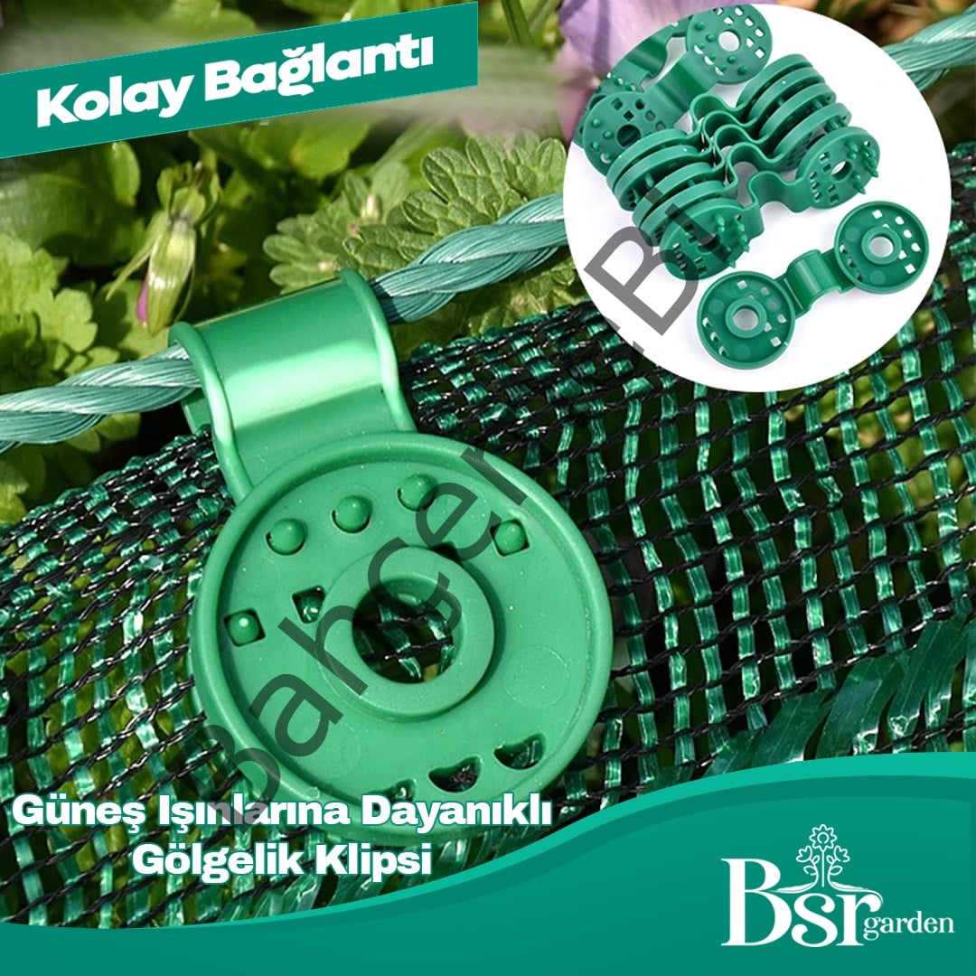 Yeşil Gölgelik Klipsi UV Katkılı 250 Adet Bsr Garden