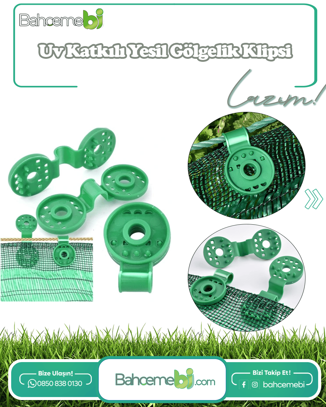 Yeşil Gölgelik Klipsi UV Katkılı 50 Adet Bsr Garden