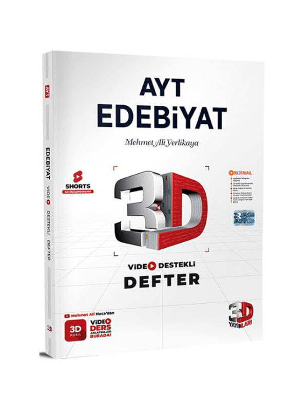 3D Yayınları AYT  Edebiyat Video Destekli Defter