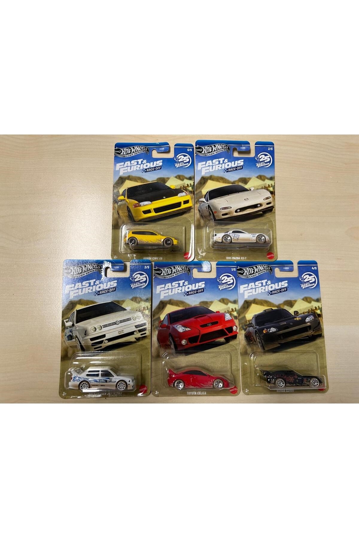 Fast and Furious Race-Off 5'li Araç Seti Civic EG, S2000, RX-7, Celica, Jetta HNR88 - 979P